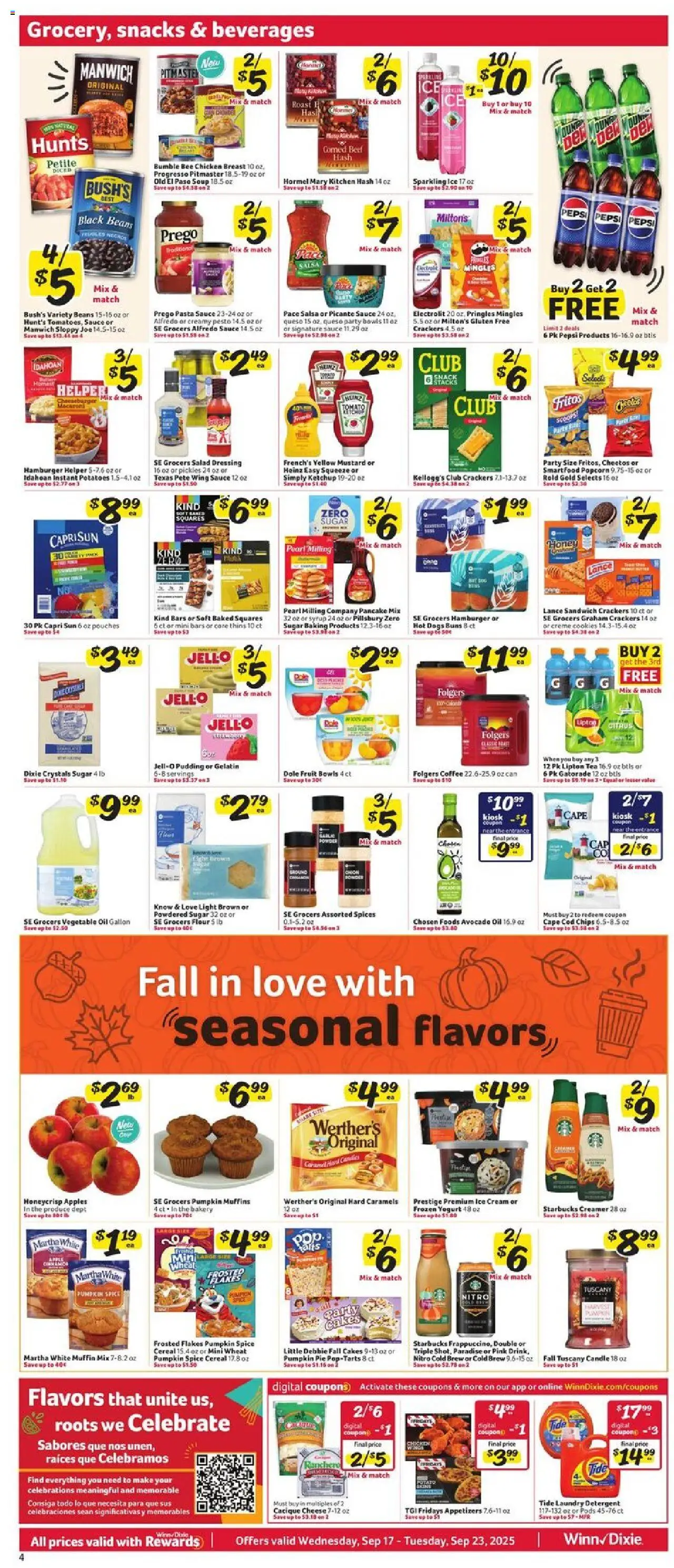 Winn Dixie Weekly Ad - valid from 17.09.2025 | Page: 5 | Products: Bakery, Apples, Sauce, Sugar