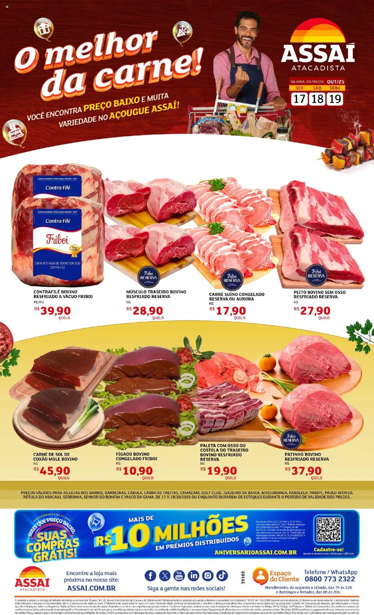 Assaí Atacadista Folheto - válido de 17.10.2025 | Página: 1 | Produtos: Celular, Contra filé, Base, Bebida