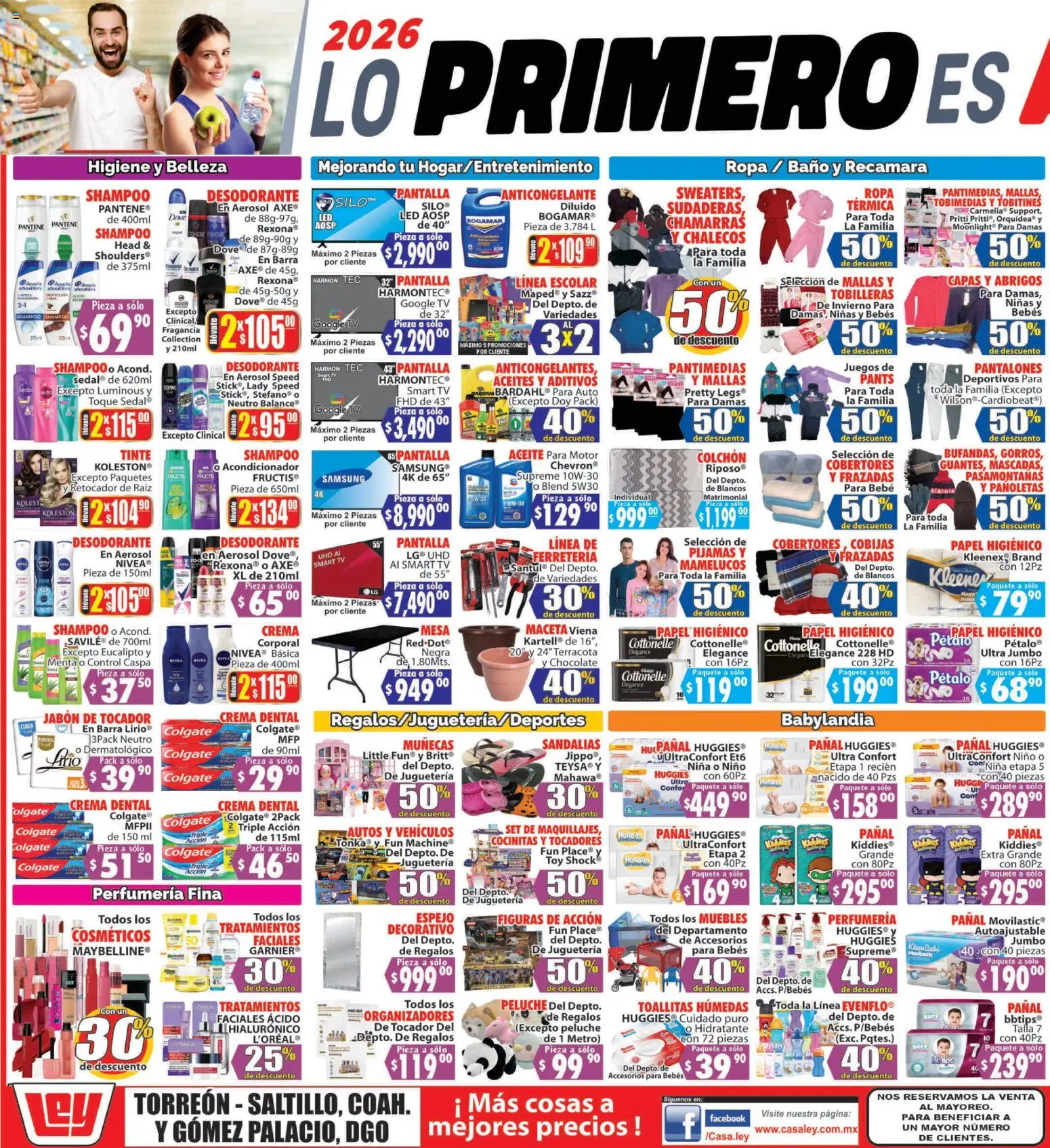 Nuevas ofertas de Casa Ley válidas en toda la República Mexicana desde el 09.01.2026. ¡Encuentra las mejores ofertas en Casa Ley folleto Torreón, Saltillo, Coah y Gómez Palacio, Dgo! | Página: 3 | Productos: Pantalones, Toallitas húmedas, Ropa, Barra