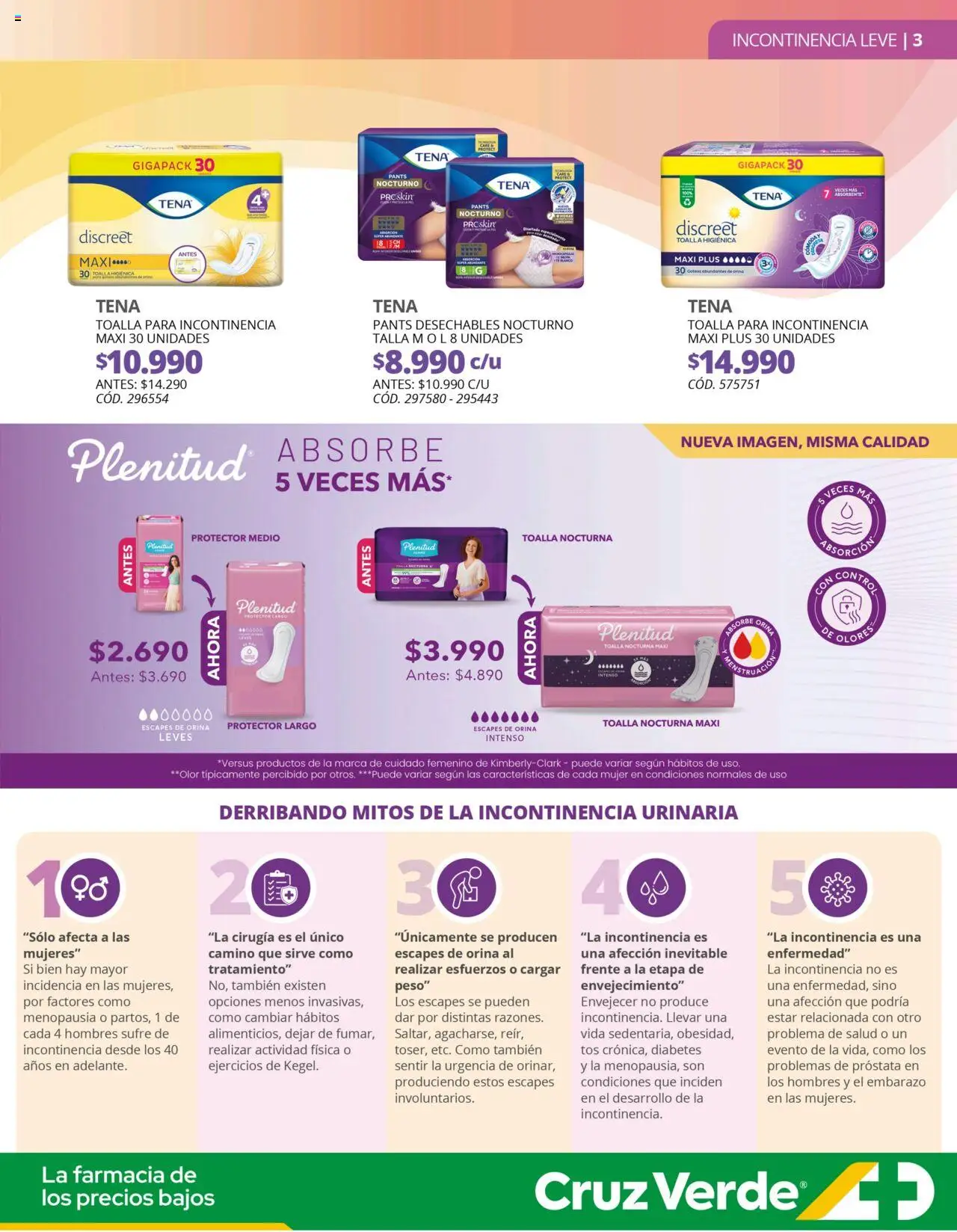 Cruz Verde Descuentos │ válido desde el 01.08.2025 | Página: 3 | Productos: Peso, Toalla higienica, Toalla, Té
