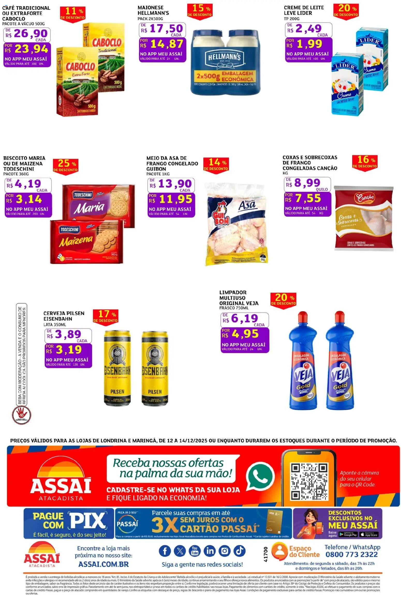 Assaí Atacadista Folheto - válido de 12.12.2025 | Página: 2 | Produtos: Biscoito, Limpador multiuso, Eisenbahn, Creme de leite
