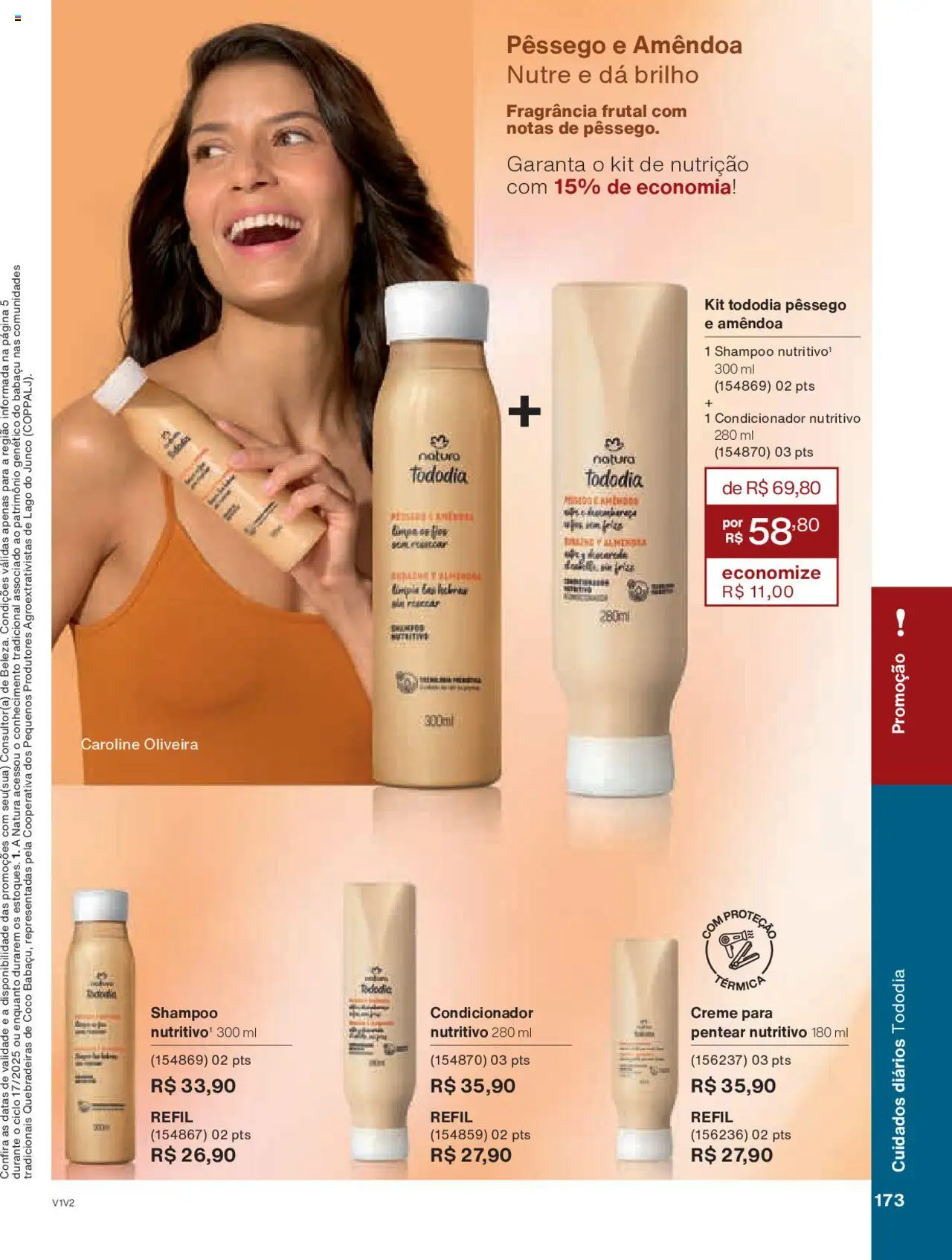 Natura Folheto - válido de 14.10.2025 | Página: 173 | Produtos: Pêssego, Fragrância, Condicionador, Creme