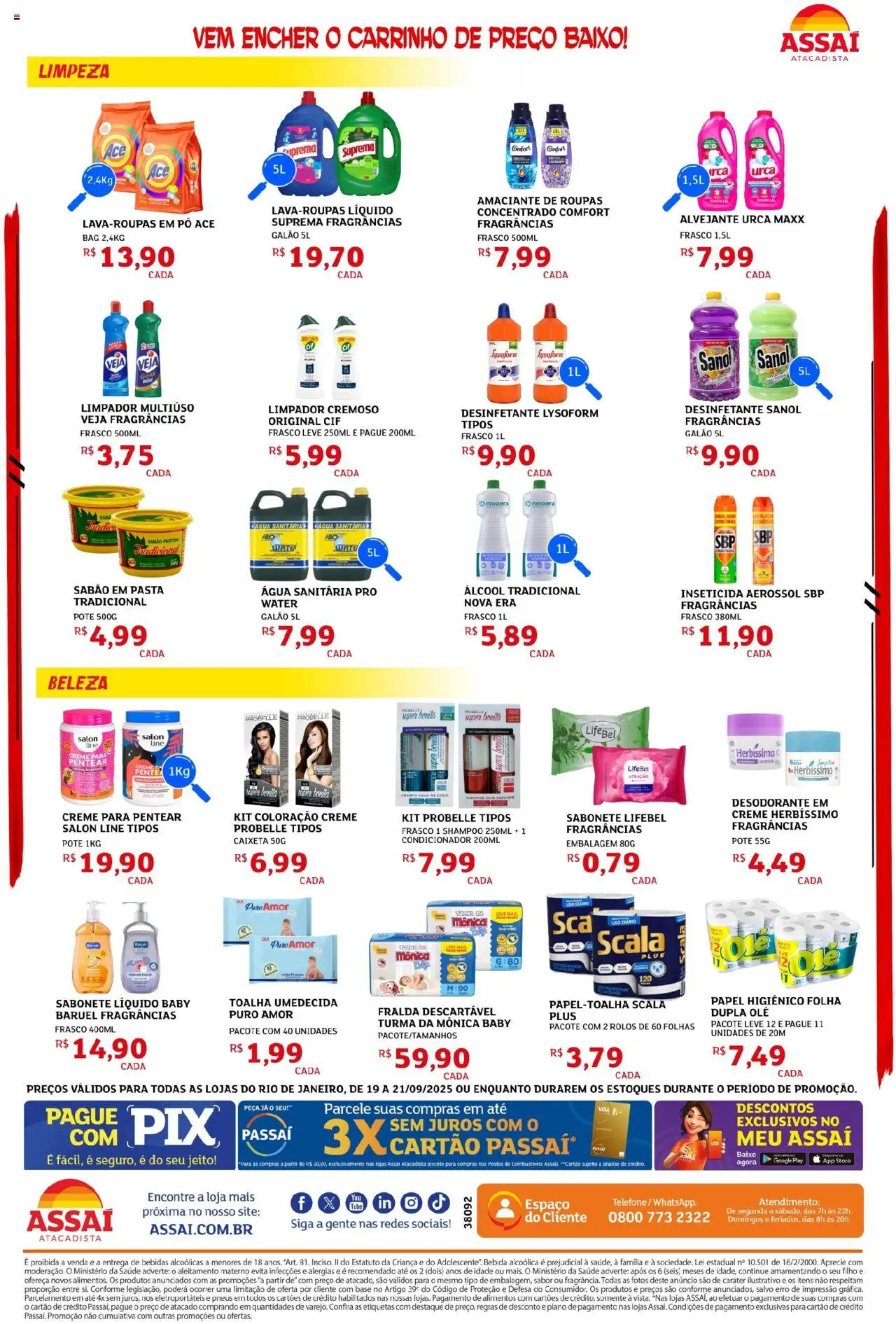Assaí Atacadista Folheto - válido de 19.09.2025 | Página: 3 | Produtos: Pó, Limpador multiuso, Creme para pentear, Toalha umedecida