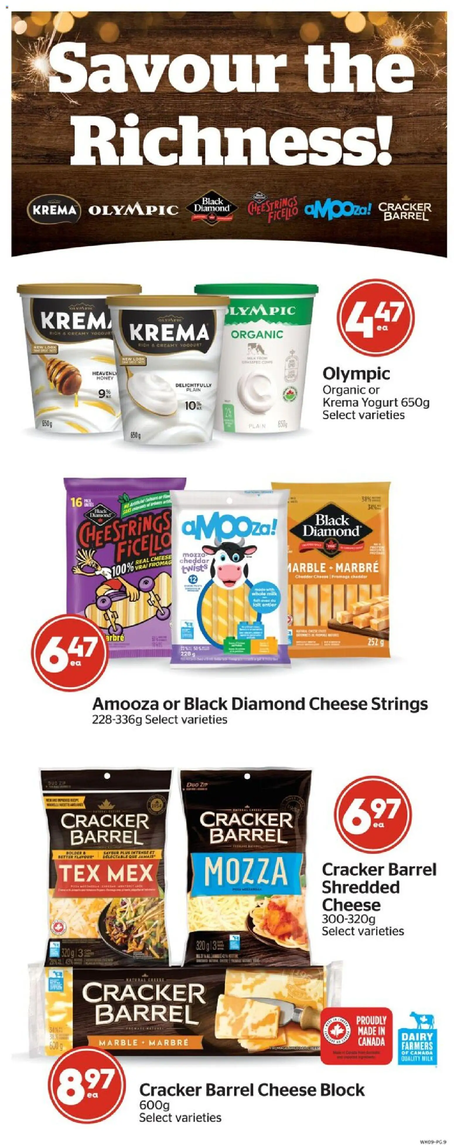 Calgary Co-op flyer valid from 02.01.2026 | Page: 9 | Products: Milk, Cheese, Yogurt