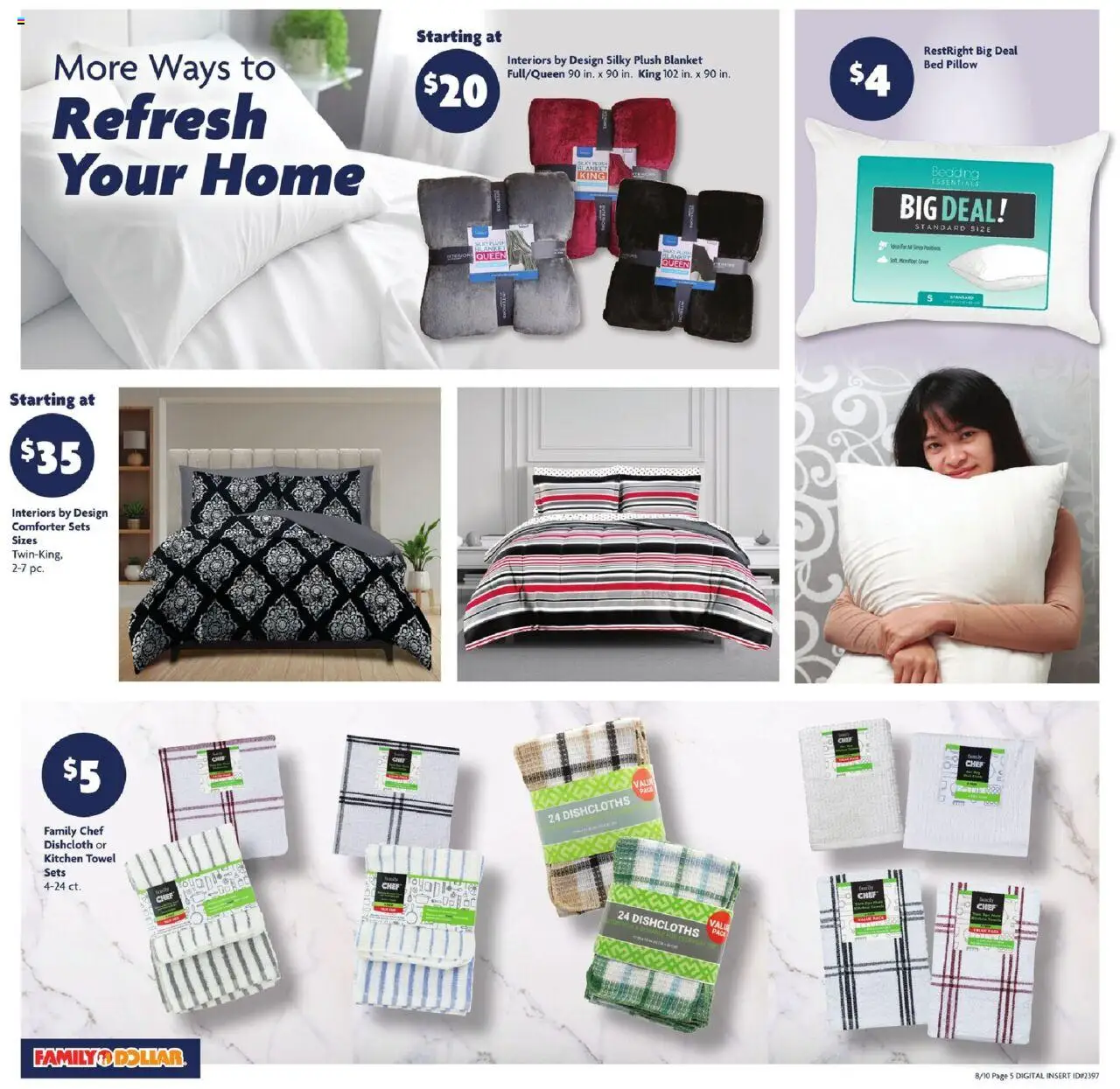 Family Dollar Weekly Ad - valid from 10.08.2025 | Page: 8 | Products: Bed, Pillow, Blanket, Comforter