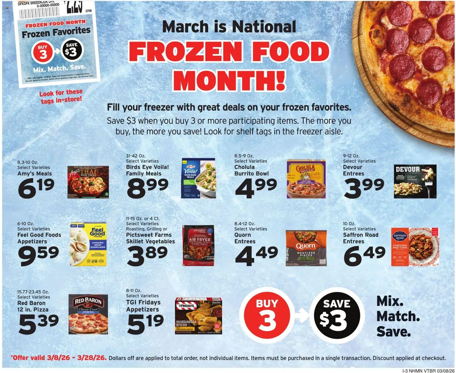Hannaford Weekly Ad - valid from 08.03.2026 | Page: 13 | Products: Shelf, Skillet, Pizza, Freezer