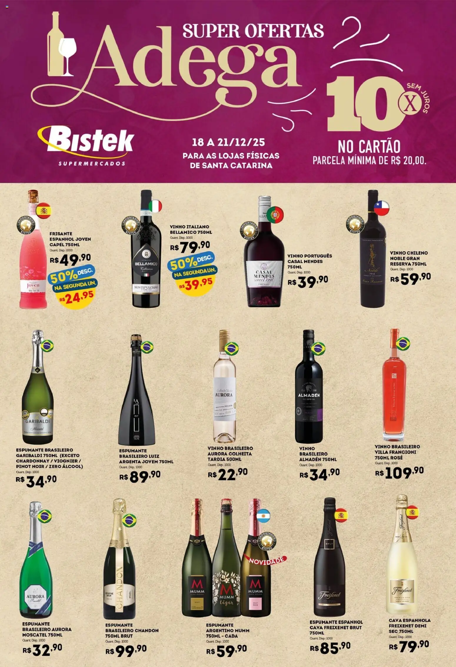 Bistek Supermercados Folheto - válido de 18.12.2025 | Página: 1 | Produtos: Espumante, Vinho