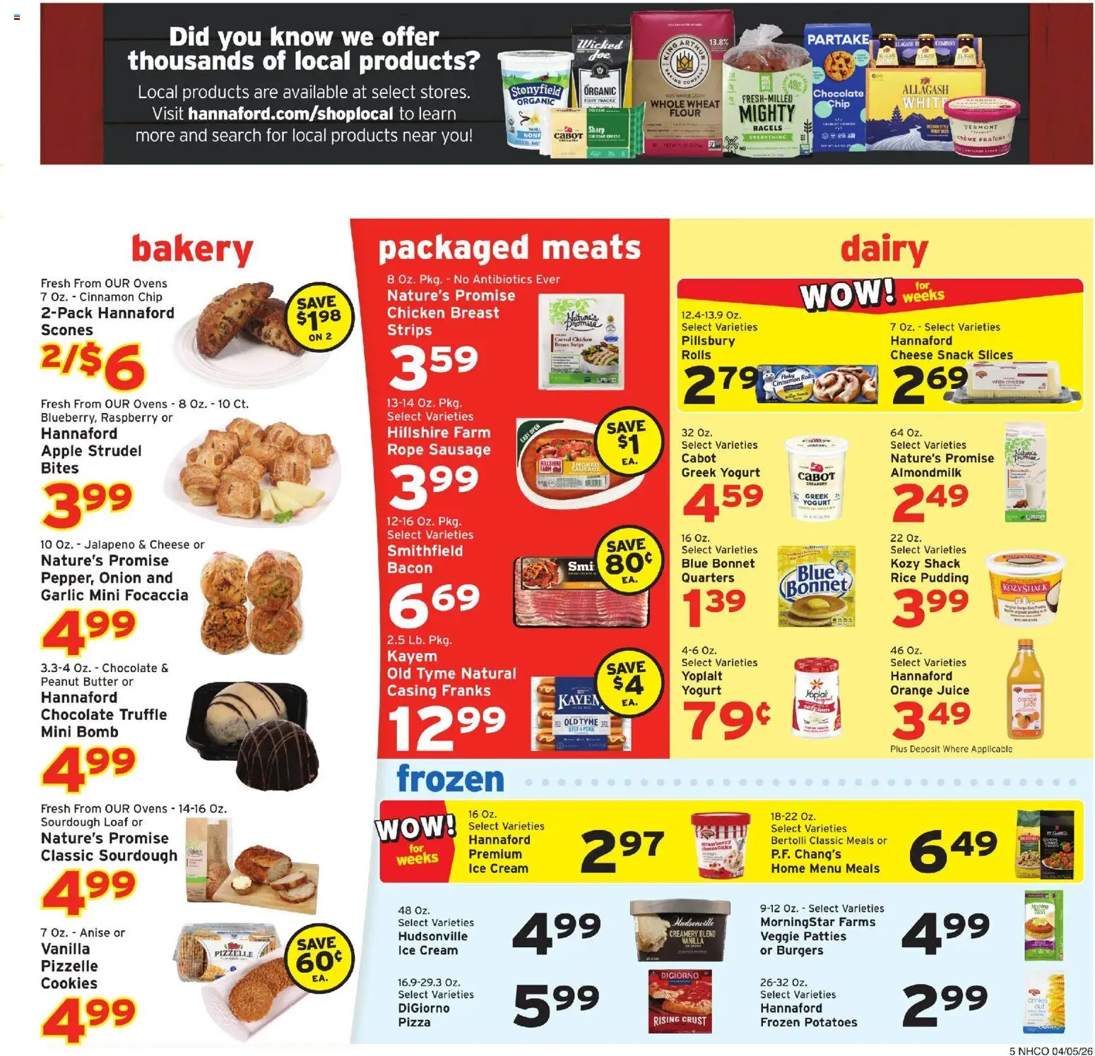 Hannaford Weekly Ad - valid from 05.04.2026 | Page: 5 | Products: Chocolate, Rice, Sausage, Onion