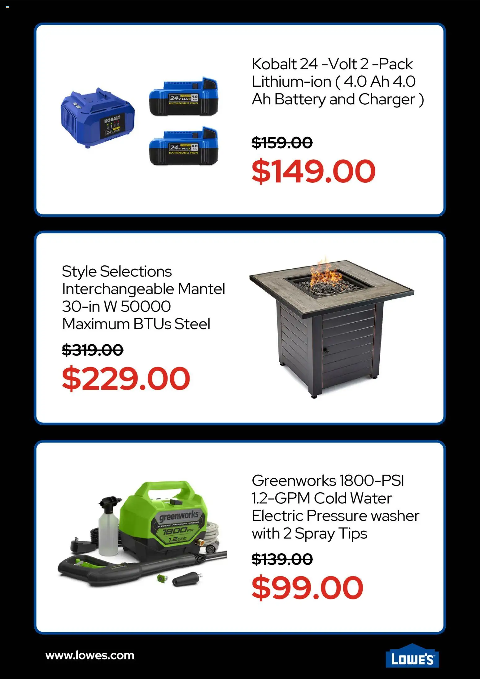 Lowe's Black Friday - valid from 01.11.2025 | Page: 4 | Products: Battery, Water, Washer, Charger