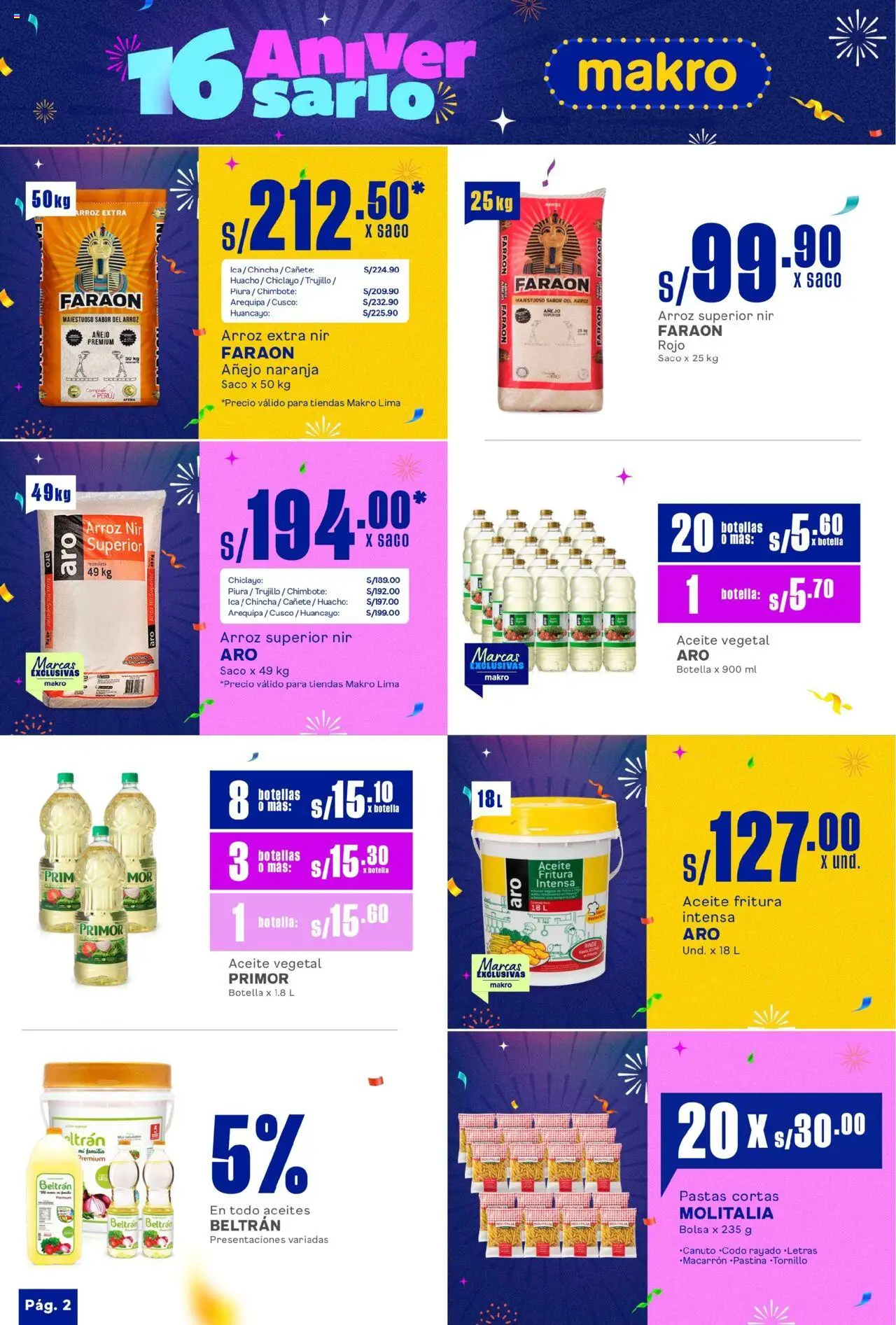 Catálogo Makro válido desde 17.07.2025 | Página: 4 | Productos: Aceite, Arroz, Saco, Bolsa
