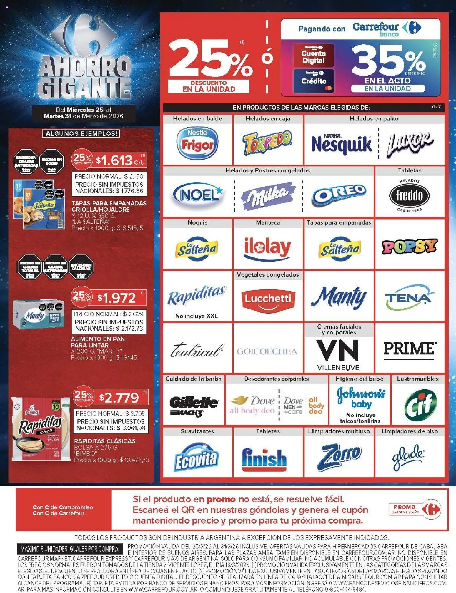 Carrefour ofertas │ válido desde el 25.03.2026 | Página: 12 | Productos: Teléfono, Lustramuebles, Banco, Manteca