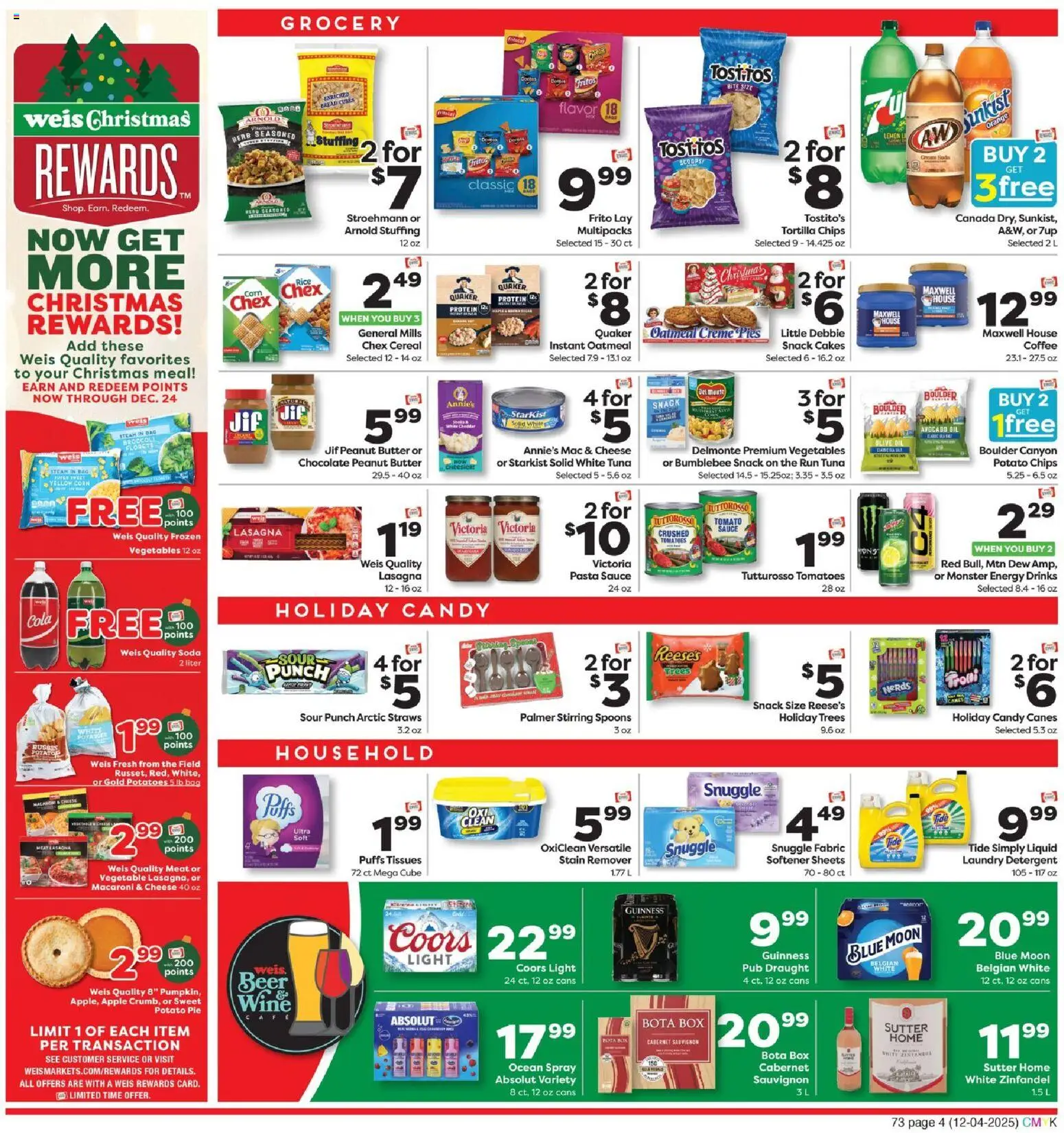 Weis Weekly Circular - VA - valid from 04.12.2025 | Page: 4 | Products: Cheese, Tomatoes, Potatoes, Sauce