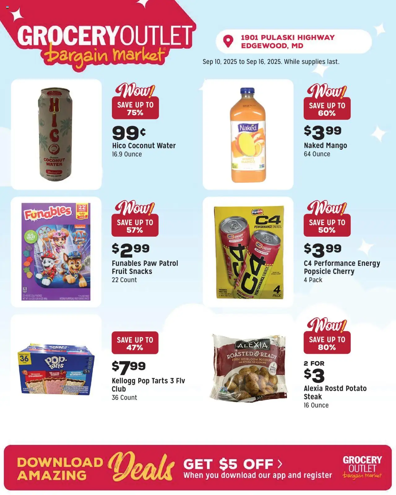 Grocery Outlet Weekly Ad - MD - valid from 10.09.2025 | Page: 2 | Products: Potatoes, Water, Mango