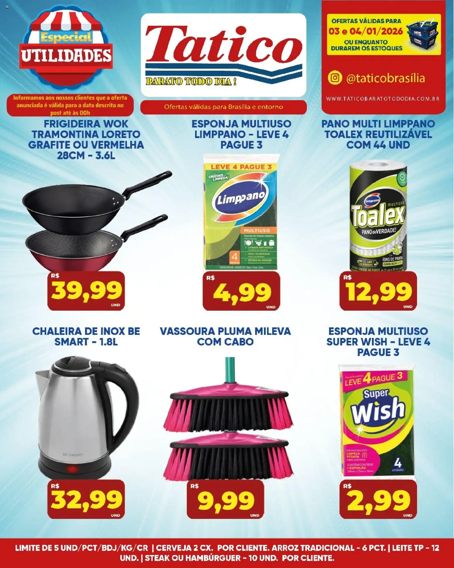 Tatico Folheto - válido de 05.01.2026 | Página: 27 | Produtos: Frigideira, Leite, Hambúrguer, Vassoura