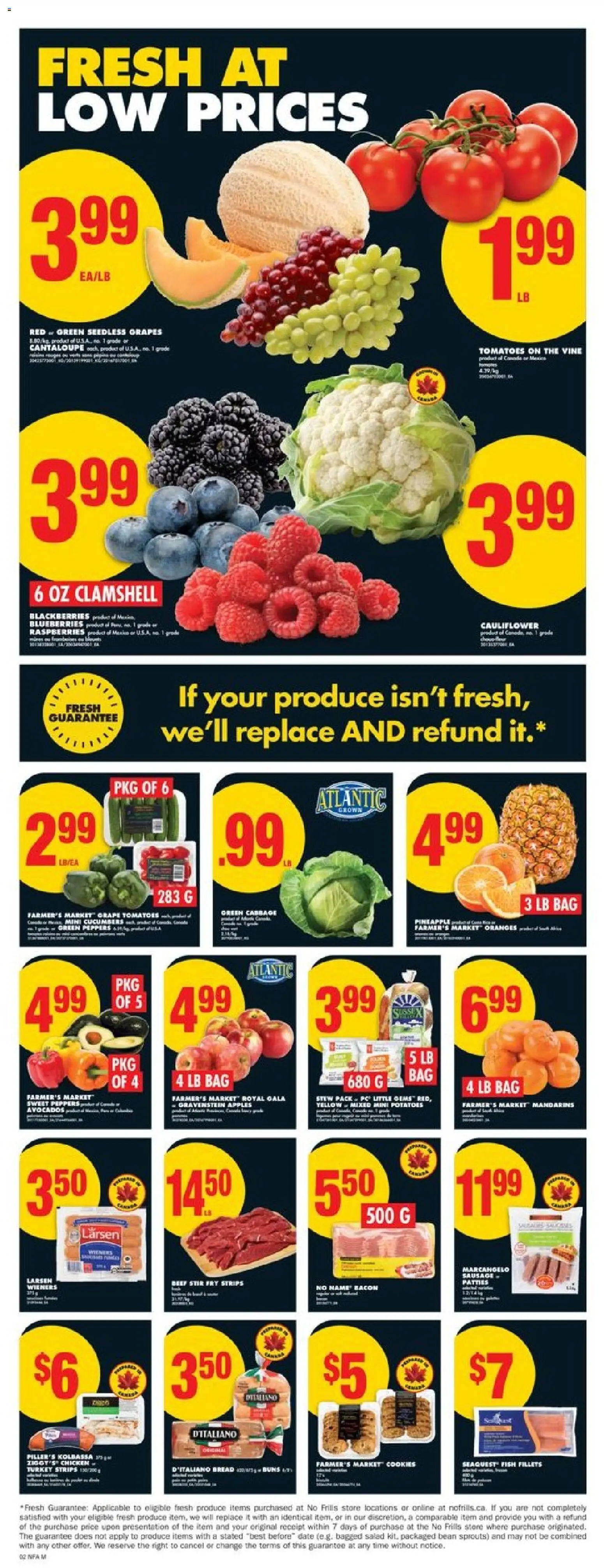 No Frills flyer valid from 23.10.2025 | Page: 3 | Products: Fish, Turkey, Chicken, Oranges