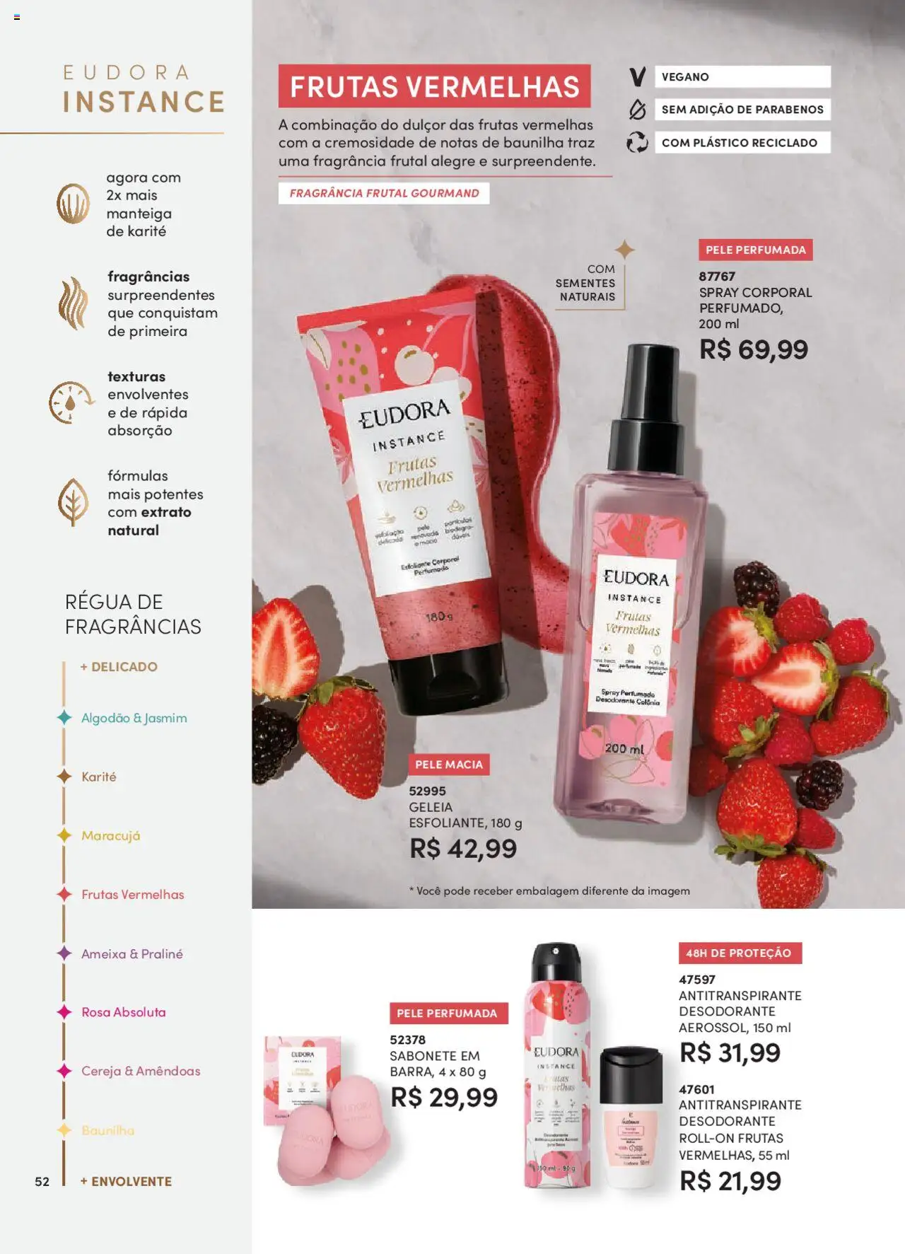 Eudora Folheto - válido de 07.10.2025 | Página: 52 | Produtos: Cereja, Fragrância, Desodorante, Sabonete
