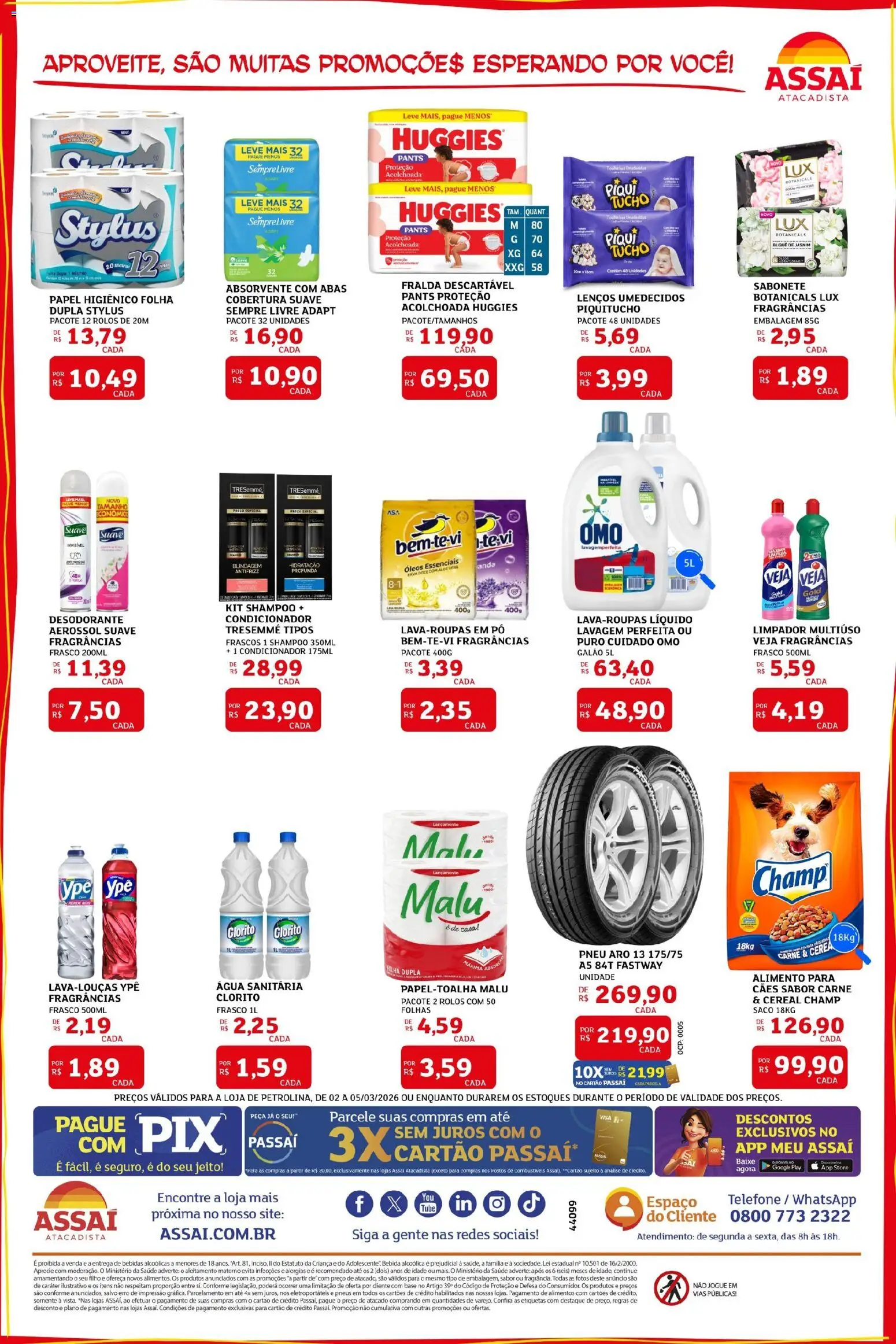 Assaí Atacadista Folheto - válido de 02.03.2026 | Página: 4 | Produtos: Pneu, Pneus, Bebida, Telefone