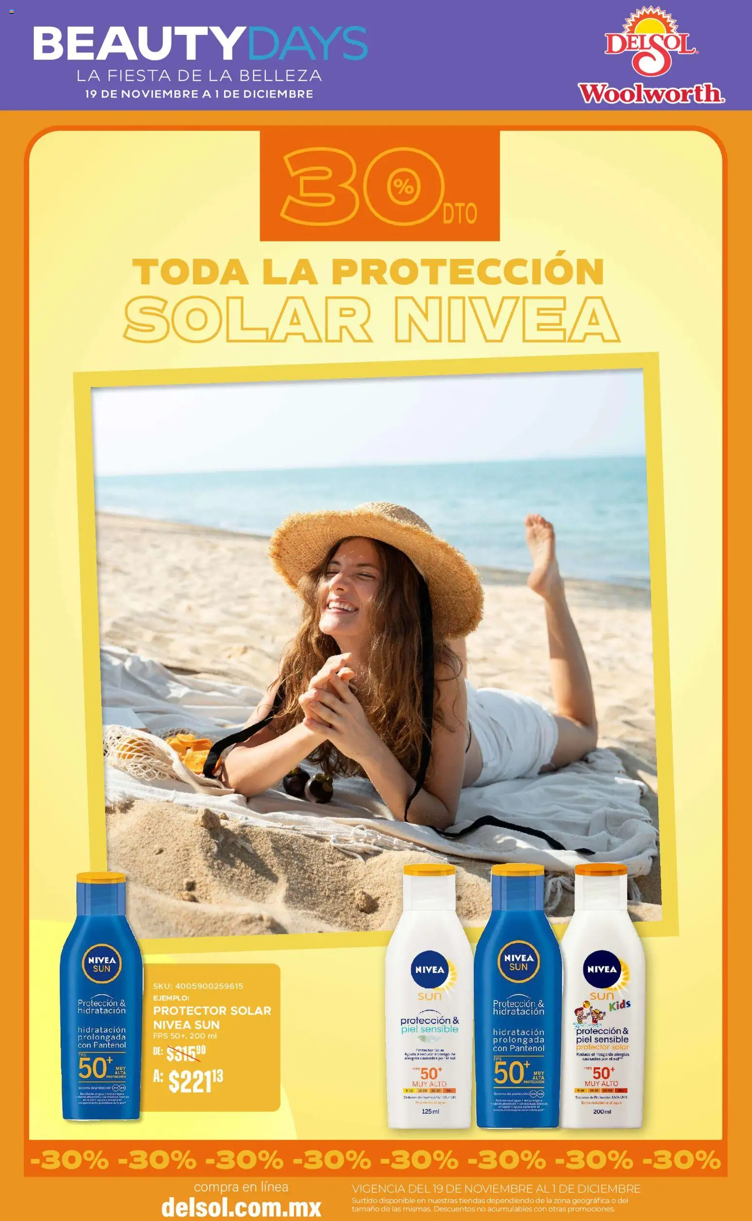 Nuevas ofertas de Del Sol y Woolworth válidas en toda la República Mexicana desde el 19.11.2025. ¡Encuentra las mejores ofertas en Del Sol y Woolworth Beauty Days! | Página: 4 | Productos: Agua, Uva, Protector solar