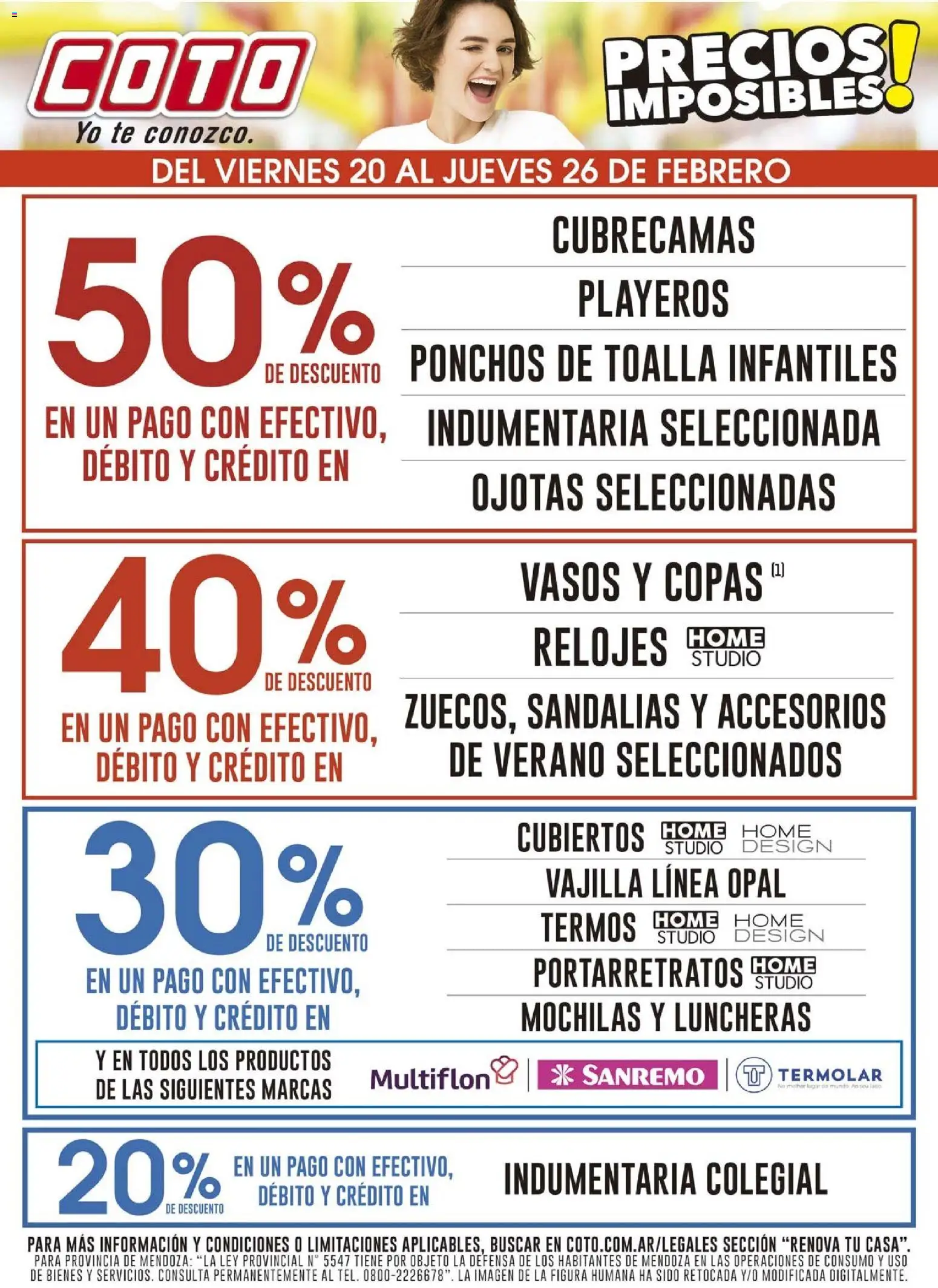 Coto - Renova │ válido desde el 20.02.2026 | Página: 1 | Productos: Toalla, Ojotas, Té, Vasos