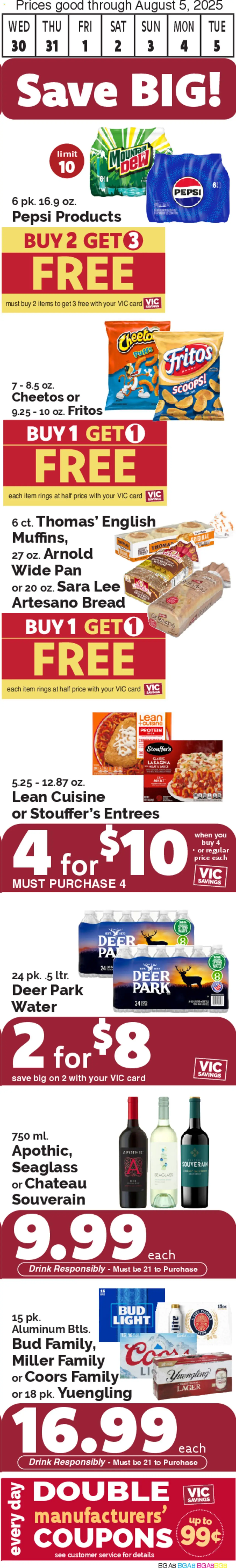Harris Teeter Weekly Ad - SC - valid from 30.07.2025 | Page: 2 | Products: Pan, Bread, Water, Sauce