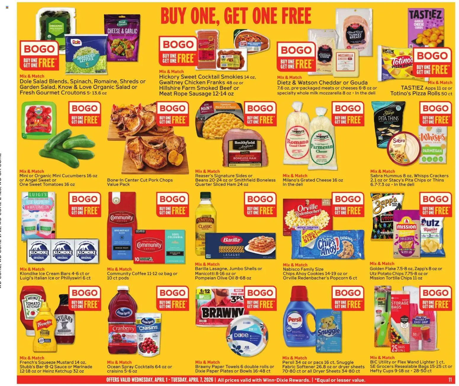 Winn Dixie Weekly Ad - valid from 01.04.2026 | Page: 11 | Products: Fabric softener, Cookies, Lighter, Raspberry