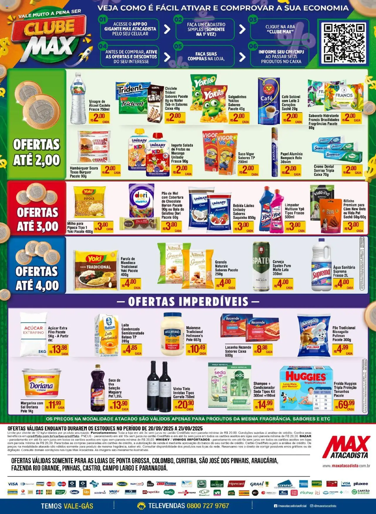 Max Atacadista Folheto - válido de 20.09.2025 | Página: 2 | Produtos: Banco, Suco, Chiclete, Café solúvel