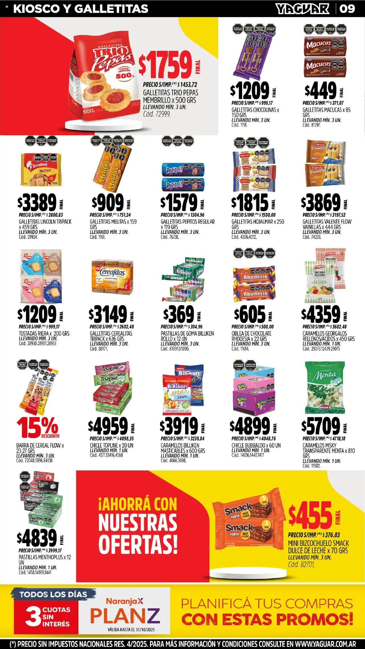 Yaguar - Chaco │ válido desde el 20.10.2025 | Página: 8 | Productos: Top, Pera, Torta, Chocolate