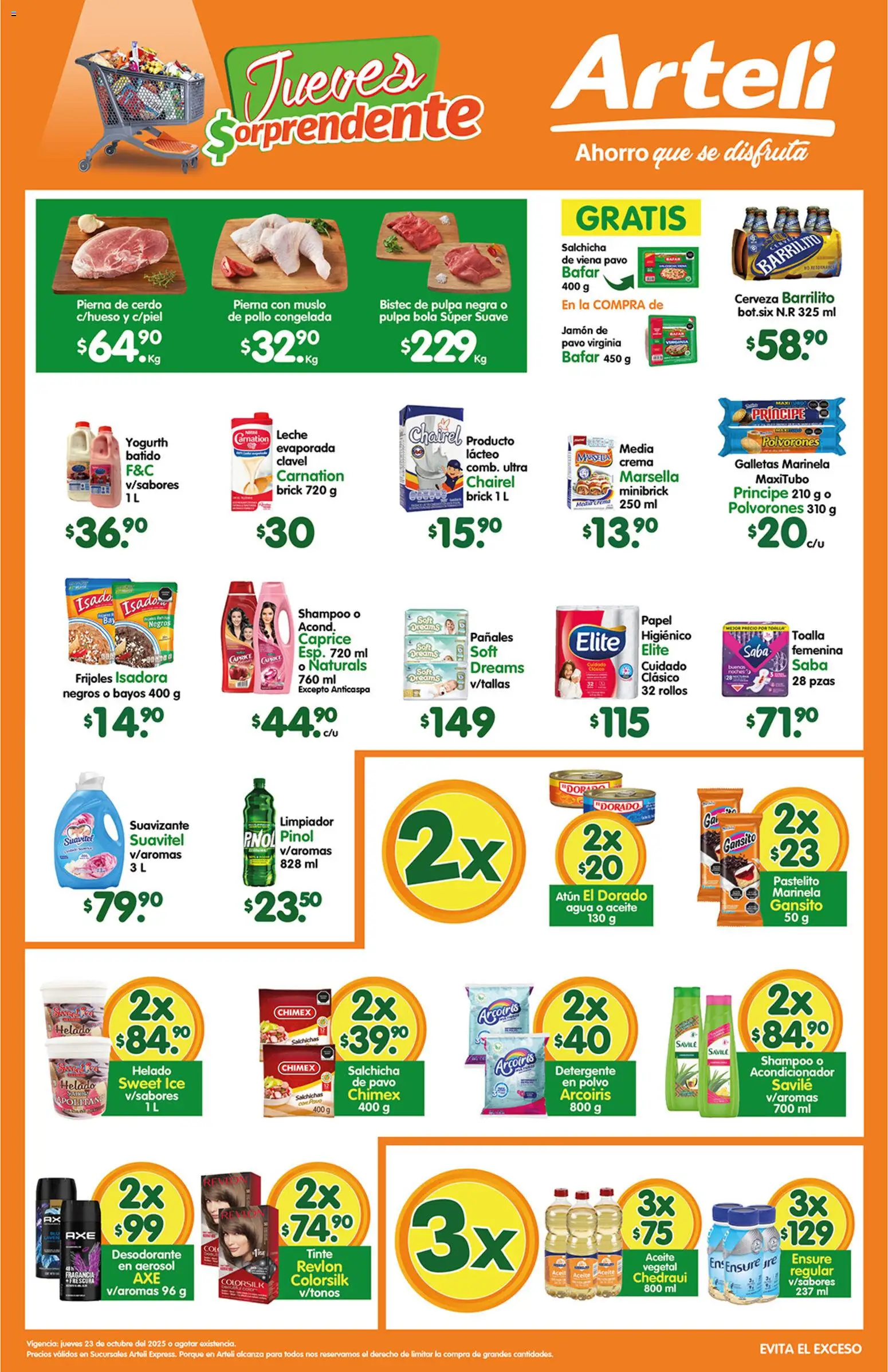 Nuevas ofertas de Arteli válidas en toda la República Mexicana desde el 23.10.2025. ¡Encuentra las mejores ofertas en Arteli - Folleto Express! | Página: 1 | Productos: Pollo, Crema, Aceite, Helado