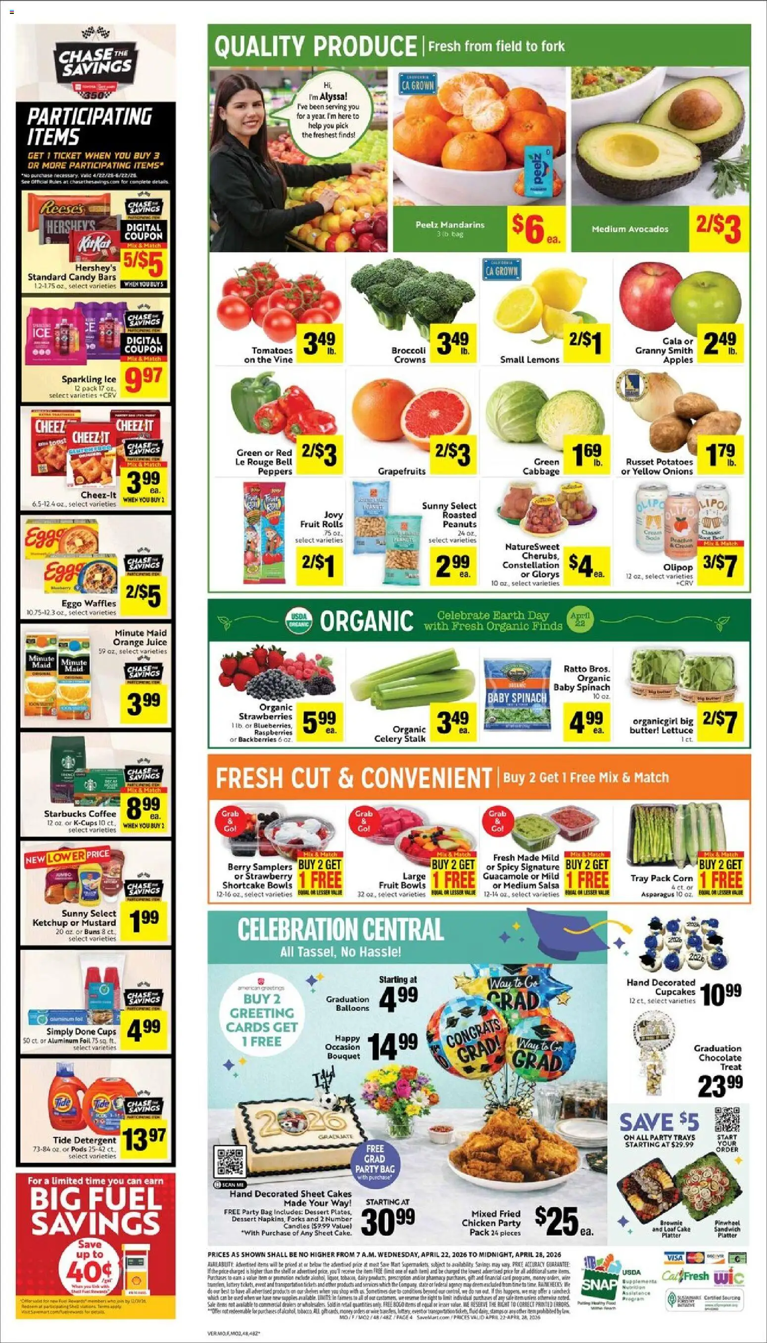Save Mart Weekly - CA - valid from 22.04.2026 | Page: 6 | Products: Corn, Spinach, Juice, Potatoes