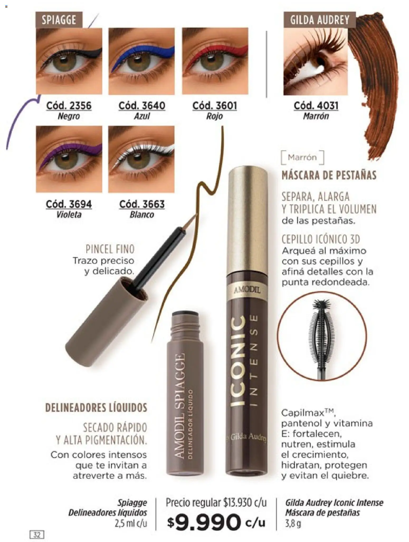 Catálogo Amodil Campaña 2 │ válido desde el 01.02.2026 | Página: 32 | Productos: Pincel, Cepillo, Delineador, Mascara de pestañas