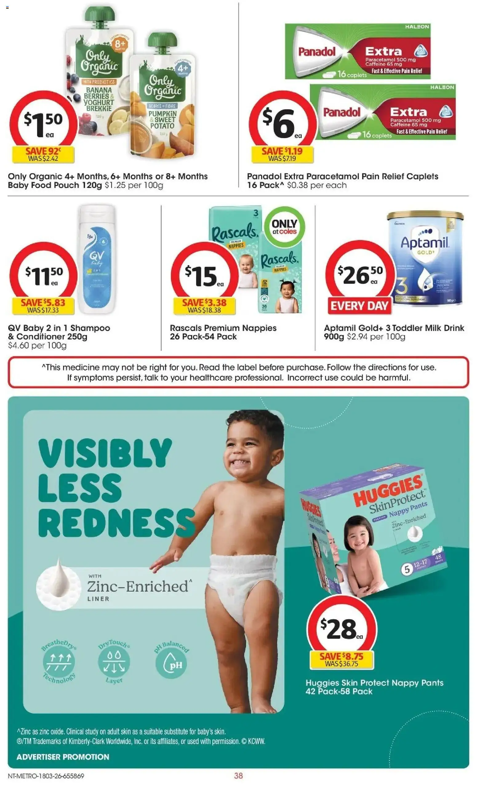 Coles catalogue - valid from 17.03.2026 | Page: 38 | Products: Milk, Shampoo, Pants, Pumpkin