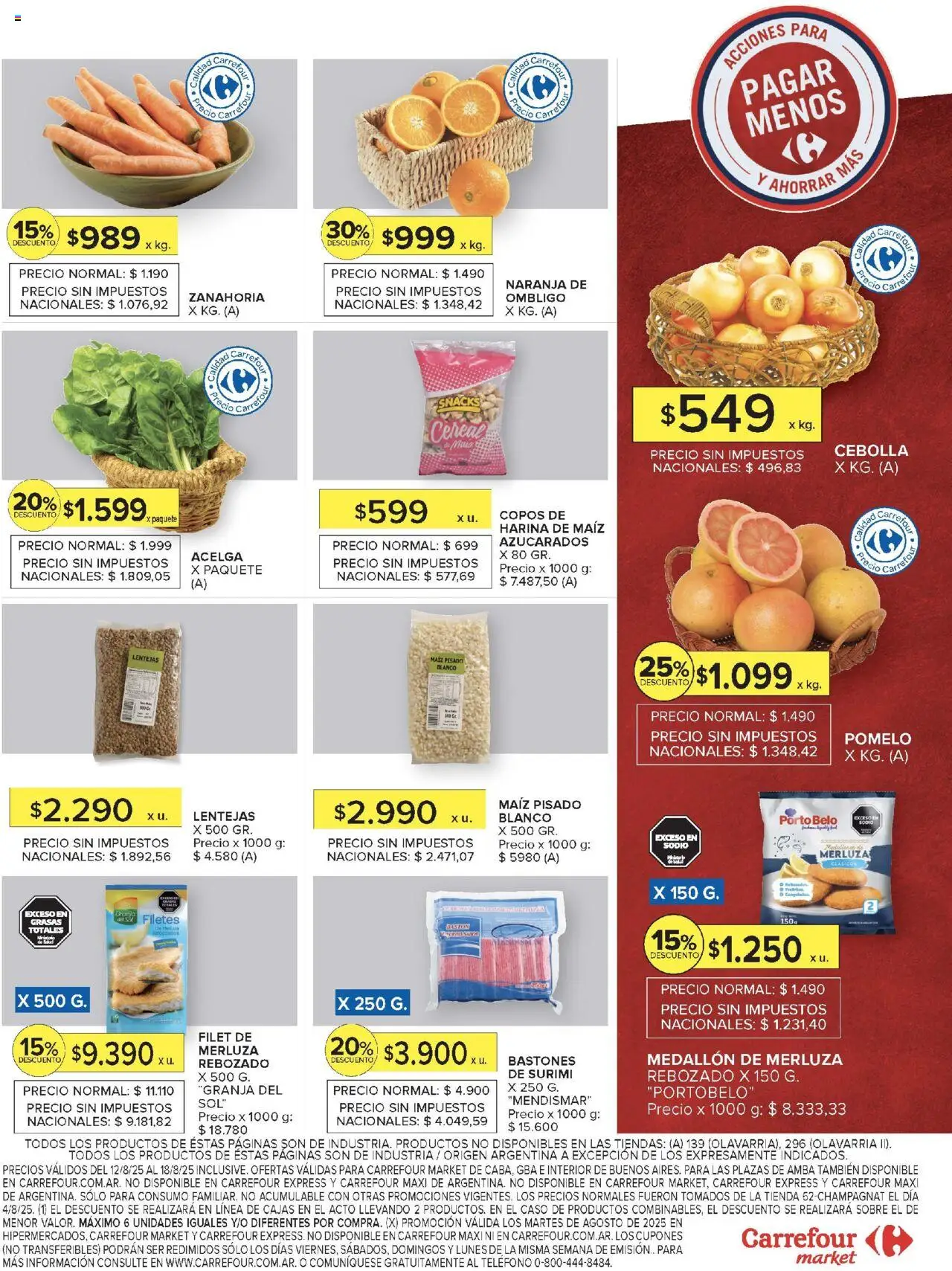 Carrefour Market catálogo - CABA │ válido desde el 12.08.2025 | Página: 16 | Productos: Acelga, Lentejas, Maiz, Pomelo