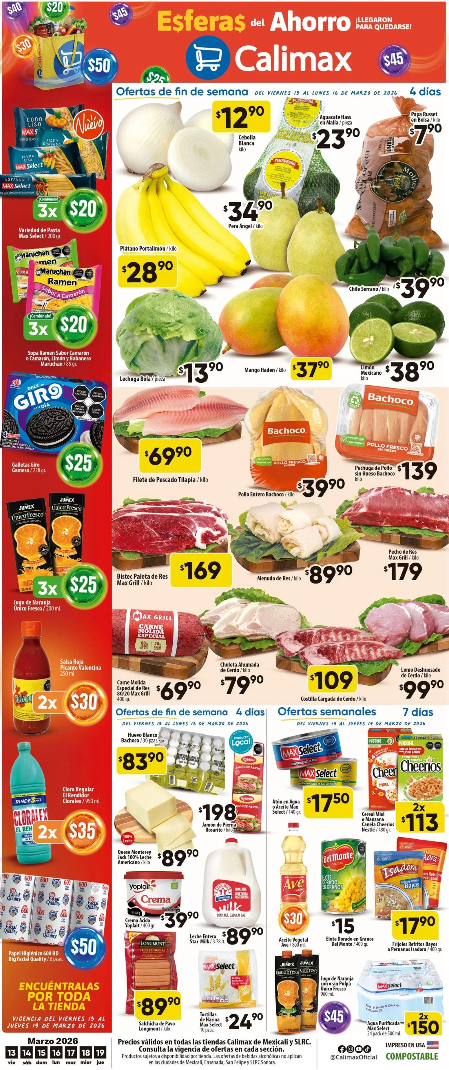 Nuevas ofertas de Calimax válidas en toda la República Mexicana desde el 13.03.2026. ¡Encuentra las mejores ofertas en Calimax folleto Mexicali y SLRC! | Página: 1 | Productos: Crema, Bolsa, Agua, Limón
