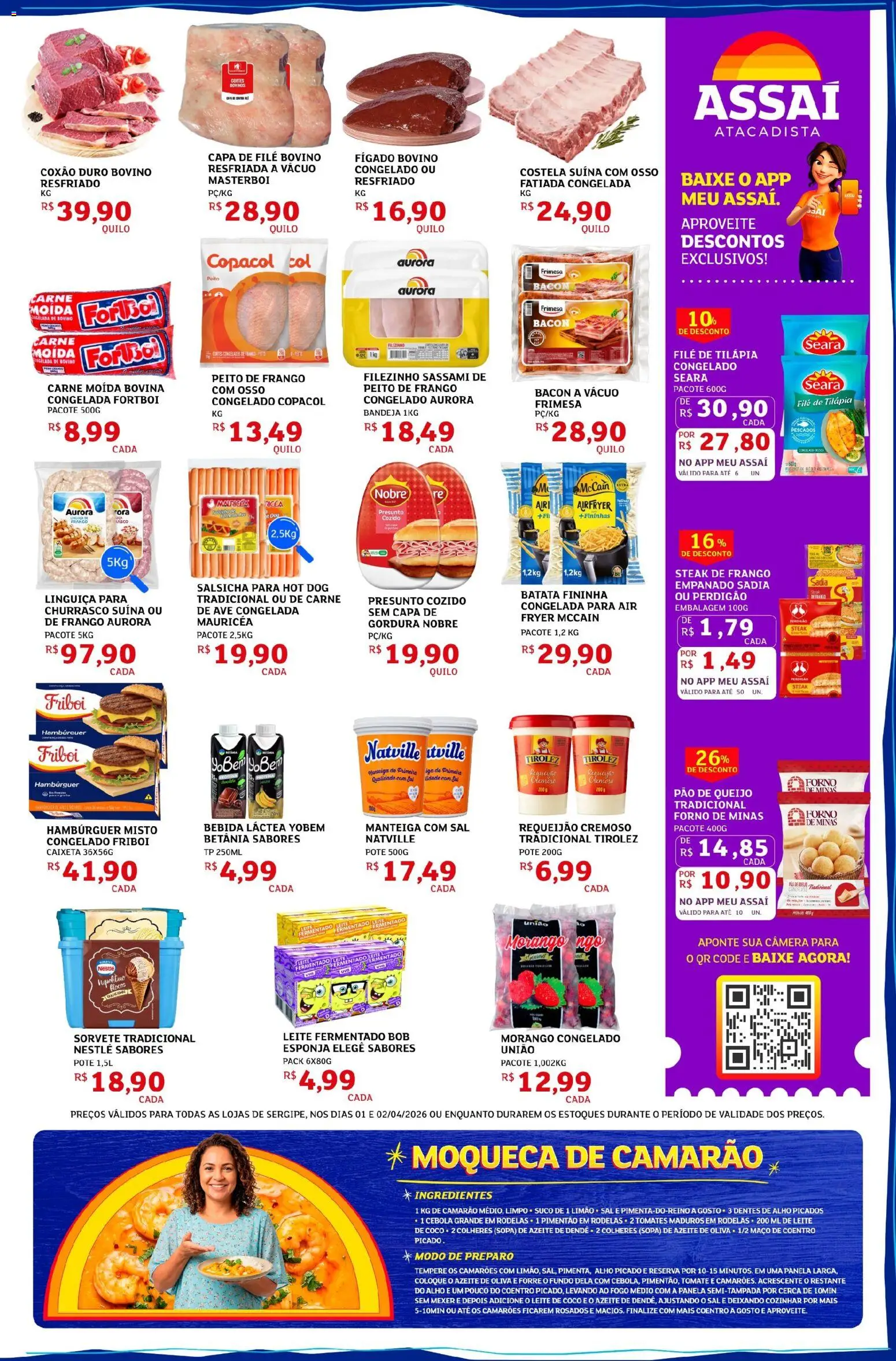 Assaí Atacadista Folheto - válido de 01.04.2026 | Página: 3 | Produtos: Salsicha, Bandeja, Batata, Requeijão