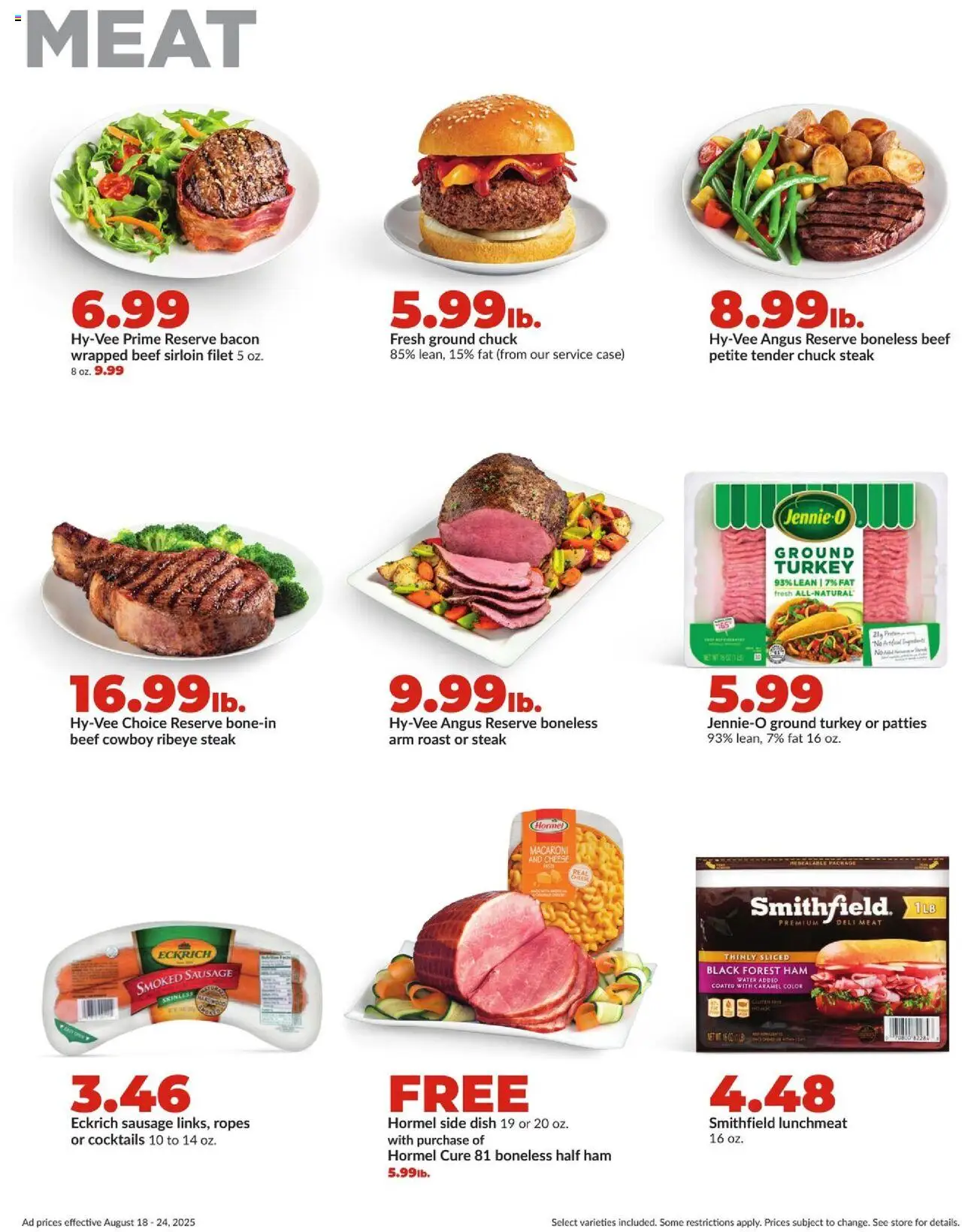 HyVee Weekly Ad - valid from 18.08.2025 | Page: 9 | Products: Cheese, Ham, Beef, Water