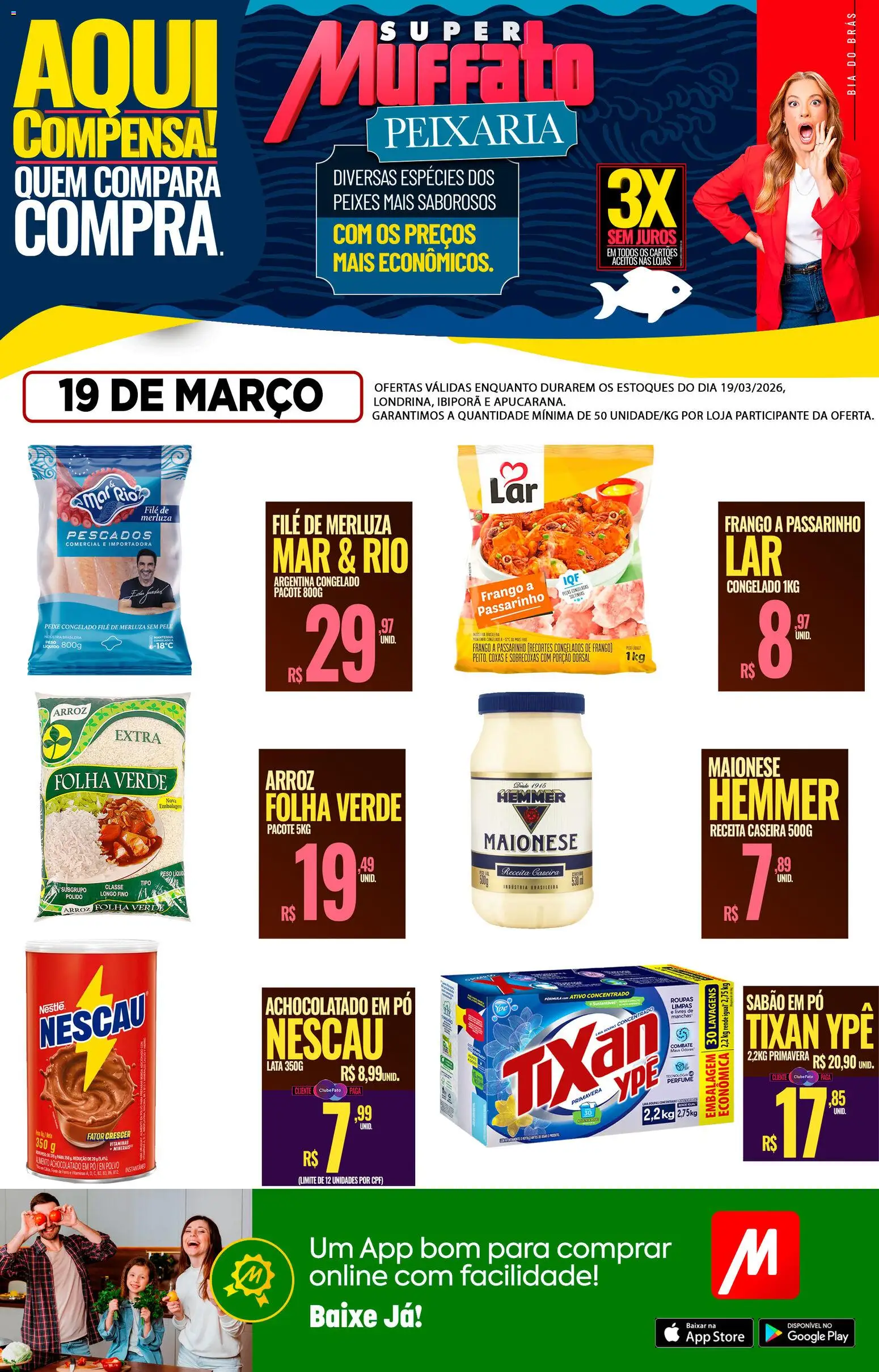 Super Muffato ofertas do Dia Folheto - válido de 19.03.2026 | Página: 1 | Produtos: Perfume, Sabão, Arroz, Peixe
