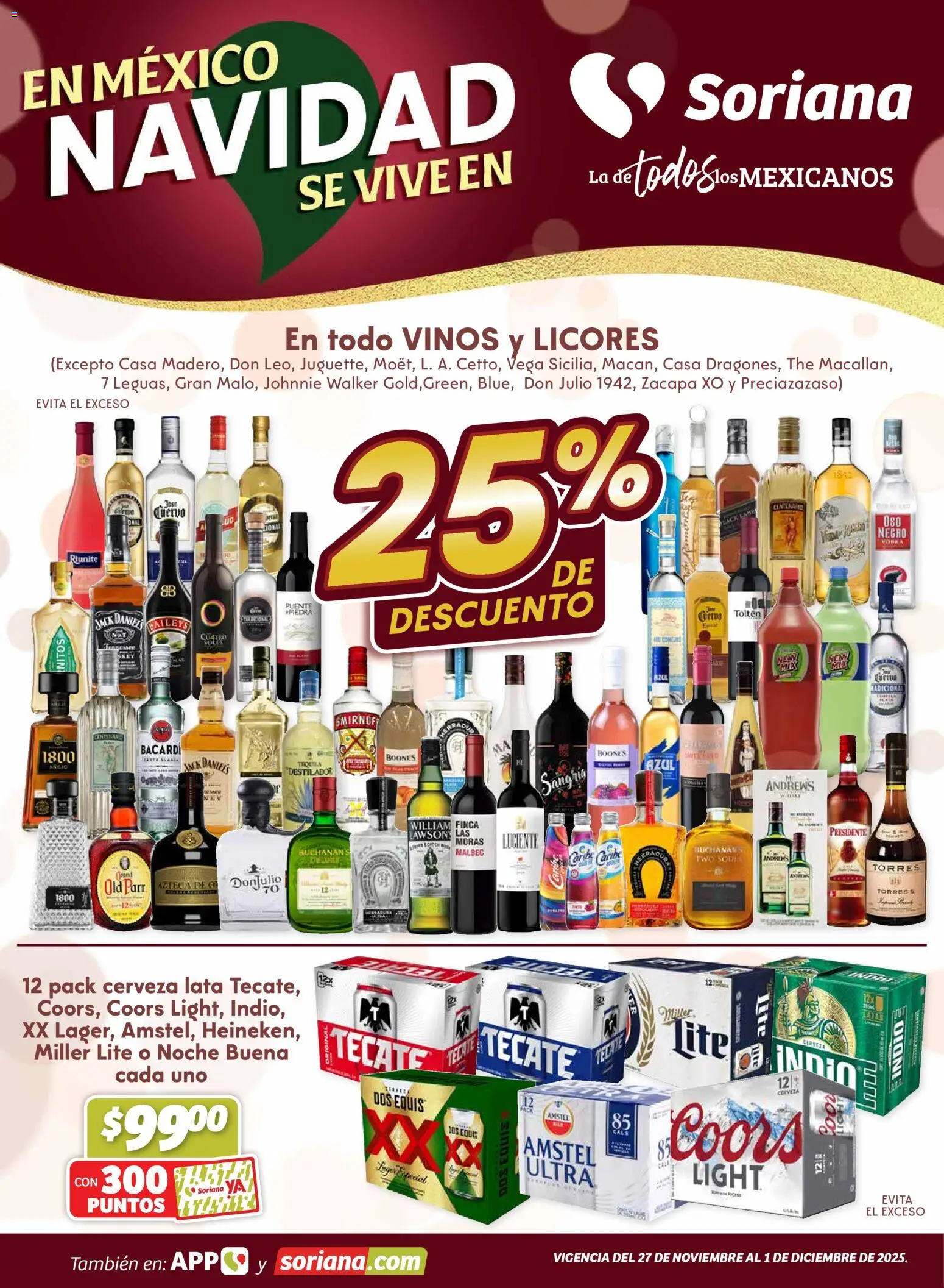 Nuevas ofertas de Soriana válidas en toda la República Mexicana desde el 27.11.2025. ¡Encuentra las mejores ofertas en Soriana - Fin de Semana Híper: Ags, Nay, Jal, Qro, Col, Mich, Gto, Hgo, Tlax, Mor, Pue, Gro, Oax, Edo. de Mex, Valle de México, Za! | Página: 1 | Productos: Cerveza, Vodka