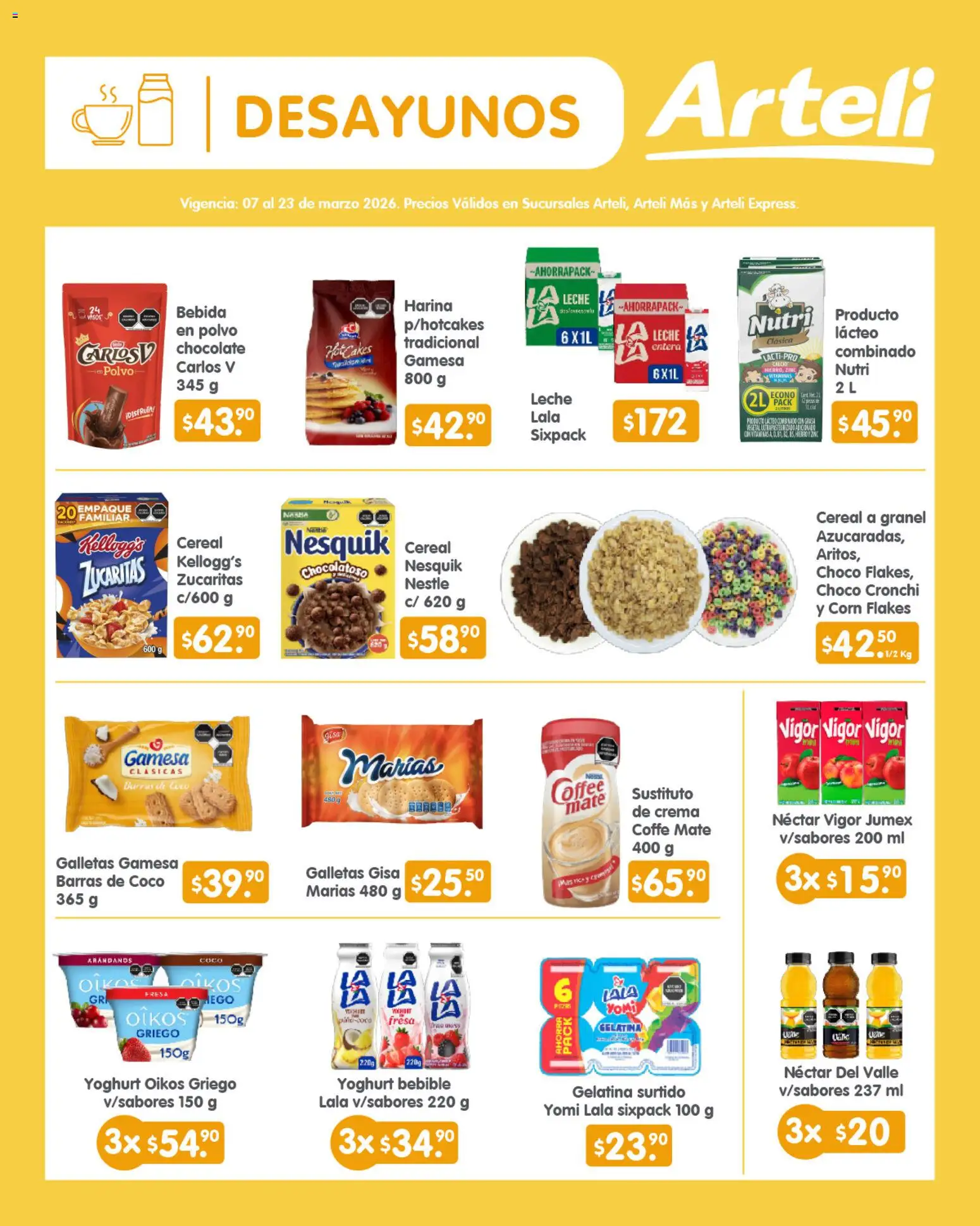 Nuevas ofertas de Arteli válidas en toda la República Mexicana desde el 07.03.2026. ¡Encuentra las mejores ofertas en Arteli folleto Quincenal! | Página: 5 | Productos: Gelatina, Chocolate, Galletas, Mate