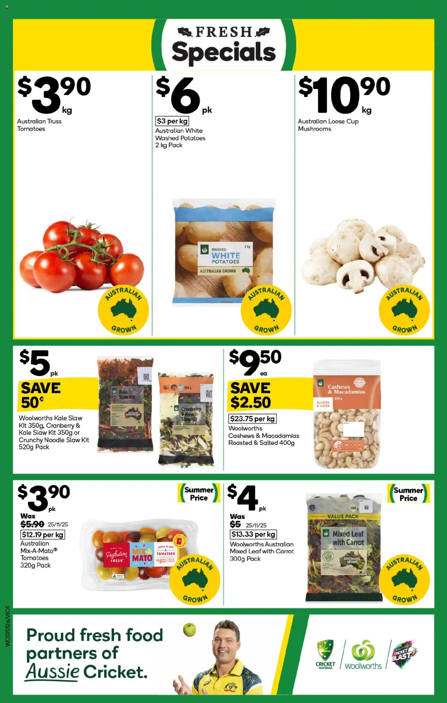 Woolworths catalogue - valid from 07.01.2026 | Page: 4 | Products: Kale, Tomatoes, Mushrooms, Potatoes