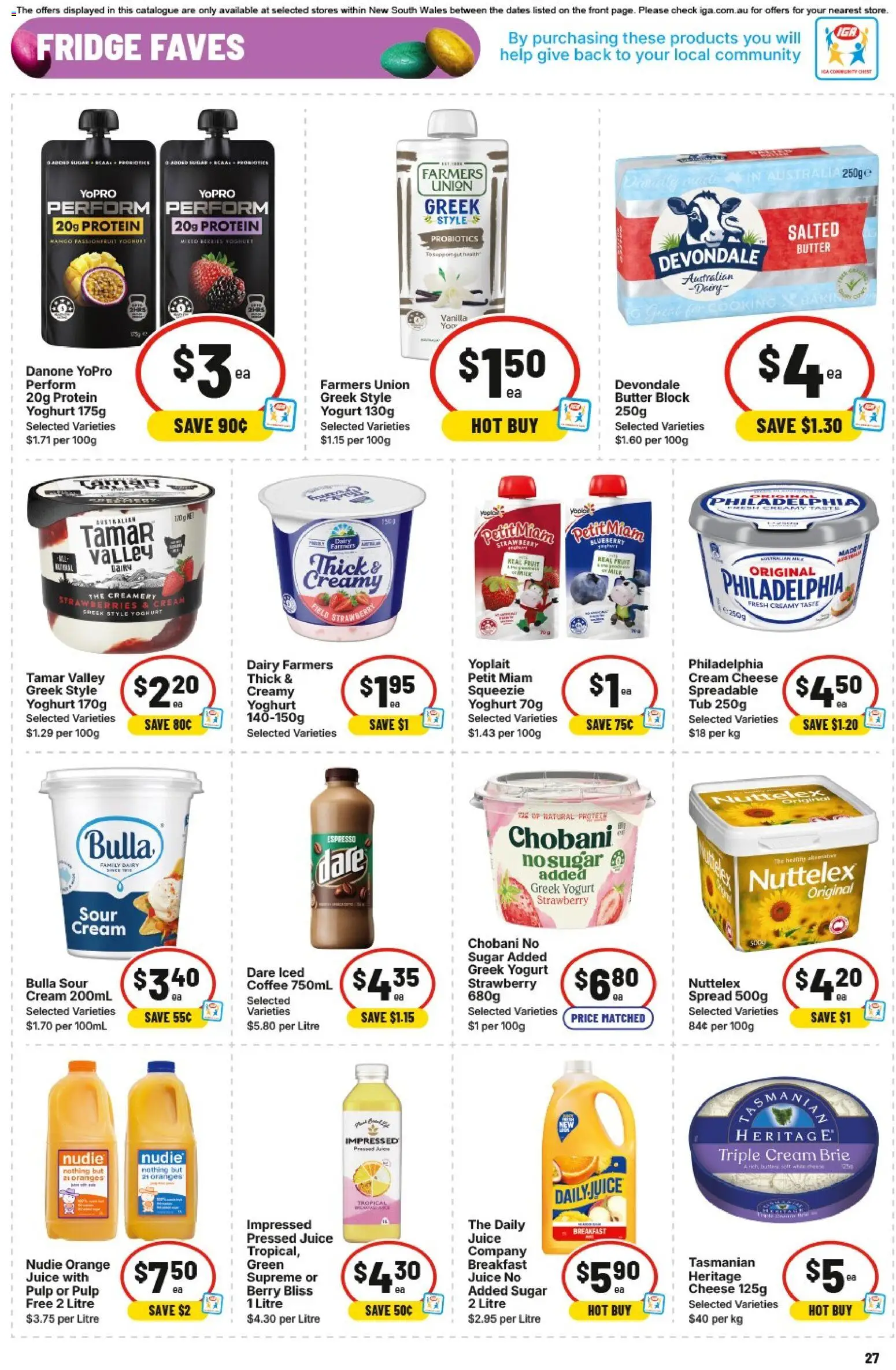 IGA catalogue - valid from 25.03.2026 | Page: 27 | Products: Dairy, Oranges, Sour cream, Passionfruit