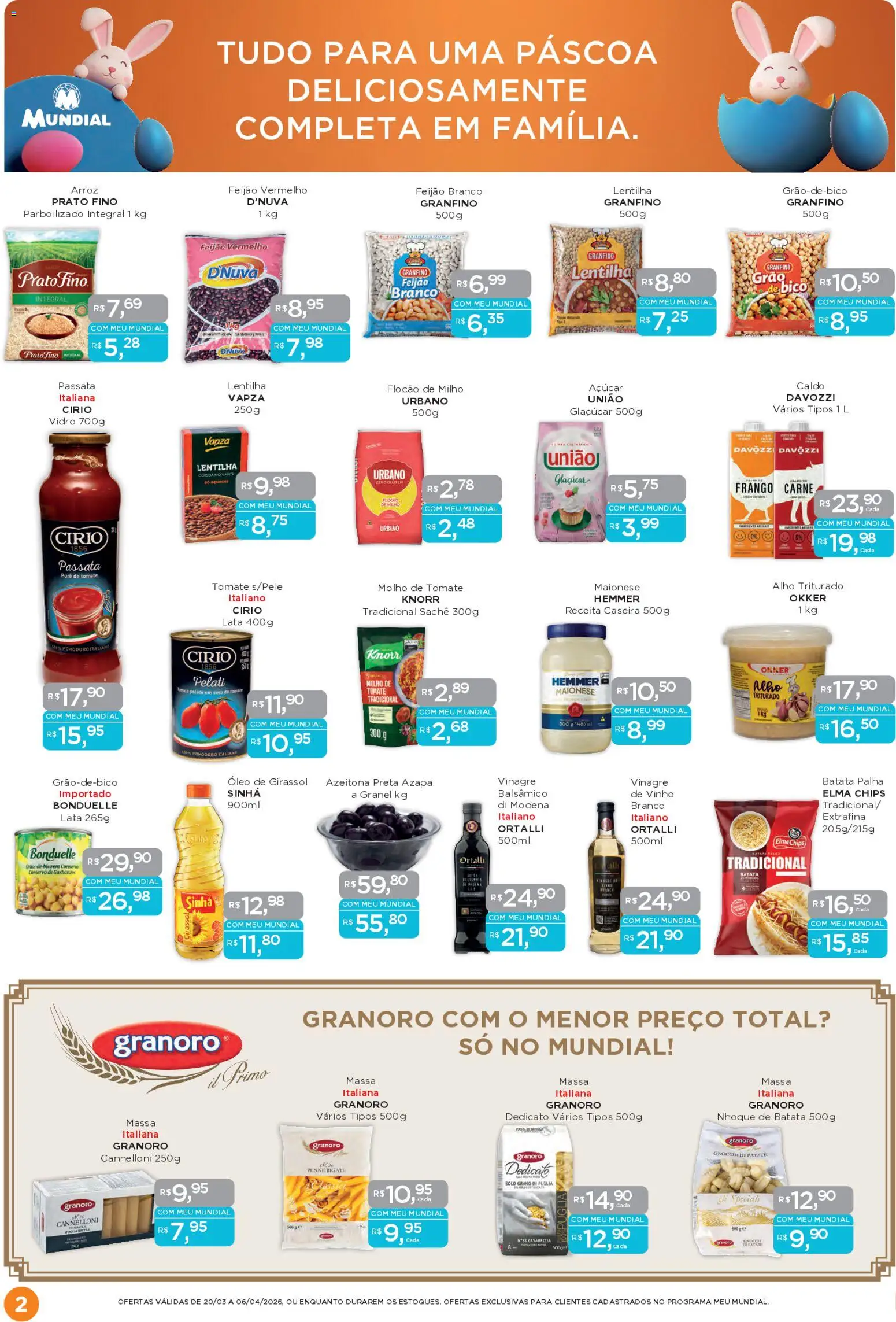 Mundial Folheto - válido de 20.03.2026 | Página: 2 | Produtos: Alho, Molho de tomate, Vinho, Knorr