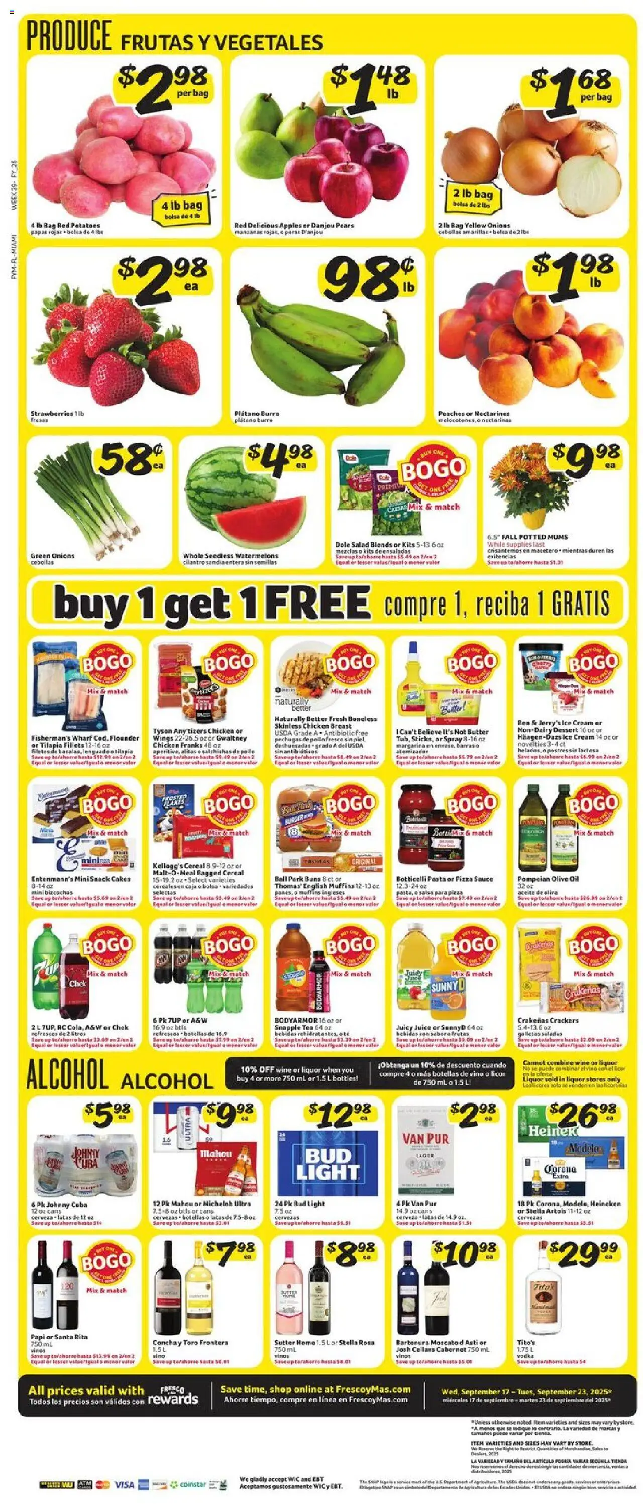 Fresco y Más Weekly Ad - FL - valid from 17.09.2025 | Page: 5 | Products: Pizza, Juice, Vodka, Potatoes