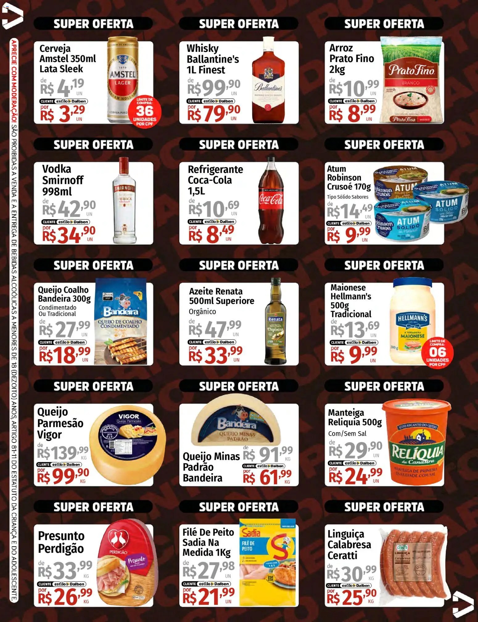 Supermercado Dalben Folheto - válido de 08.04.2026 | Página: 2 | Produtos: Whisky, Linguiça, Arroz, Vodka