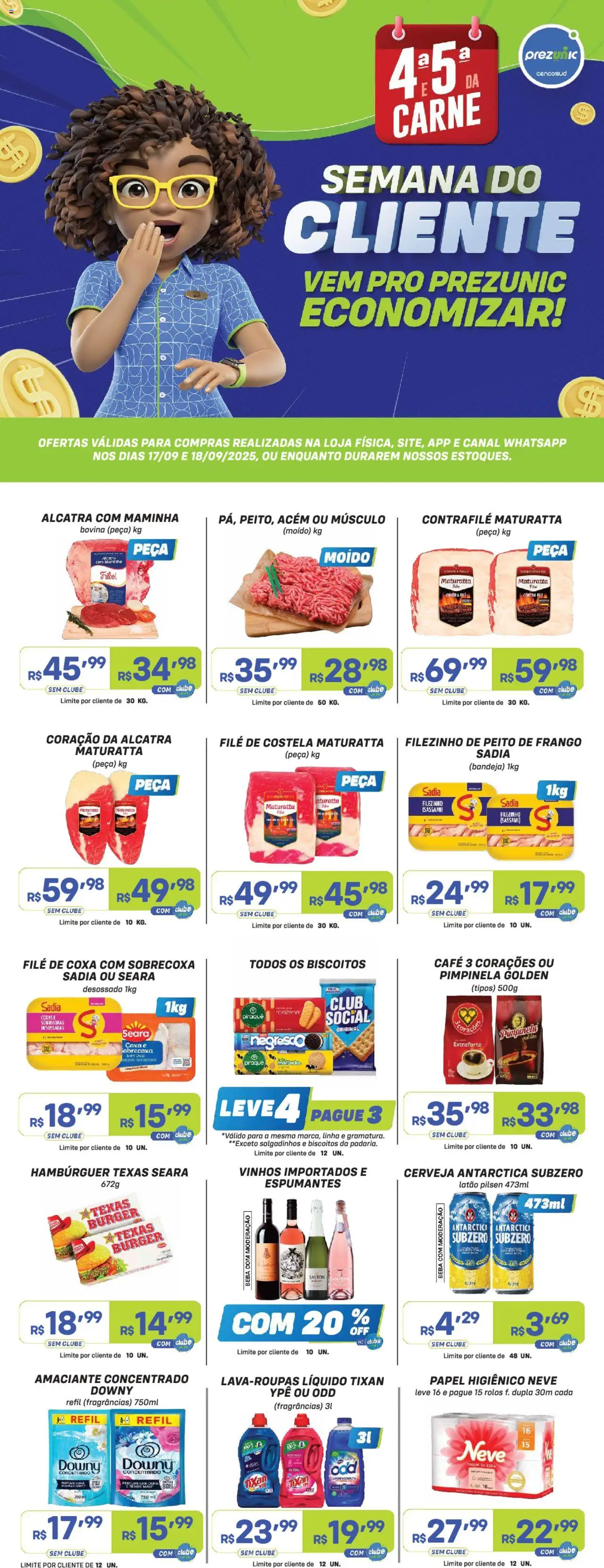 Prezunic Folheto - válido de 17.09.2025 | Página: 1 | Produtos: Acém, Contra filé, Maminha, Salgadinhos