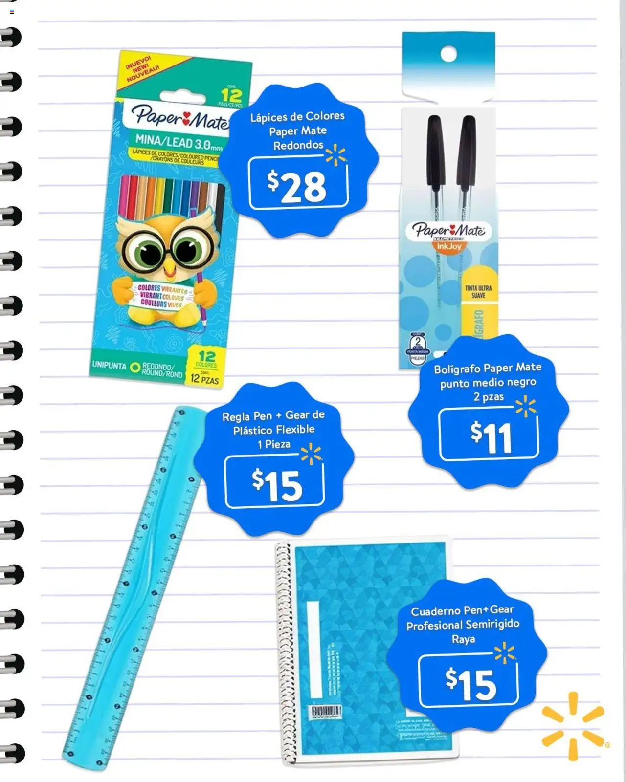 Nuevas ofertas de Walmart válidas en toda la República Mexicana desde el 22.08.2025. ¡Encuentra las mejores ofertas en Walmart - Folleto útiles escolar por menos de $200! | Página: 3 | Productos: Cuaderno, Flexible, Mate