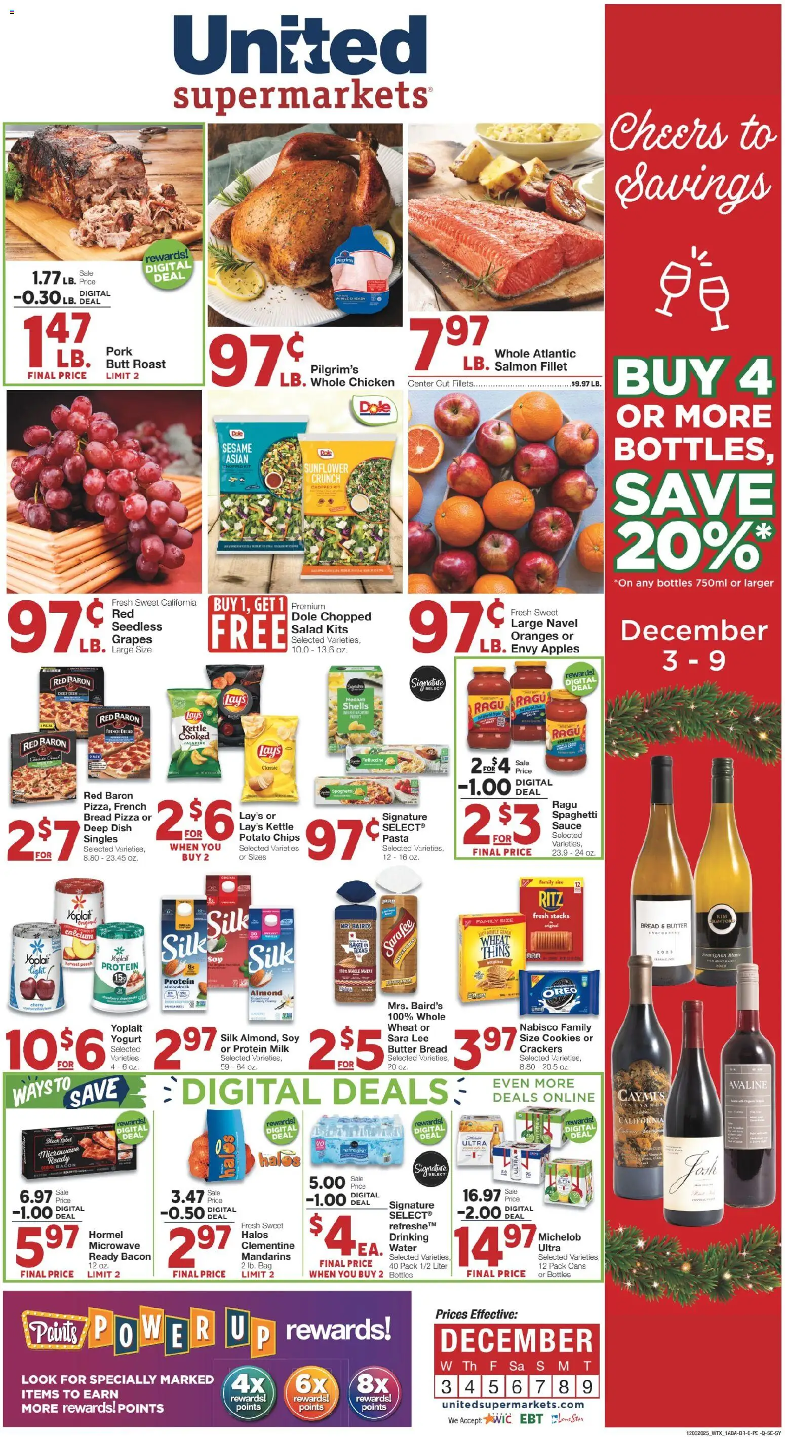 United Supermarkets Weekly Ad - valid from 02.12.2025 | Page: 1 | Products: Milk, Microwave, Chips, Cookies