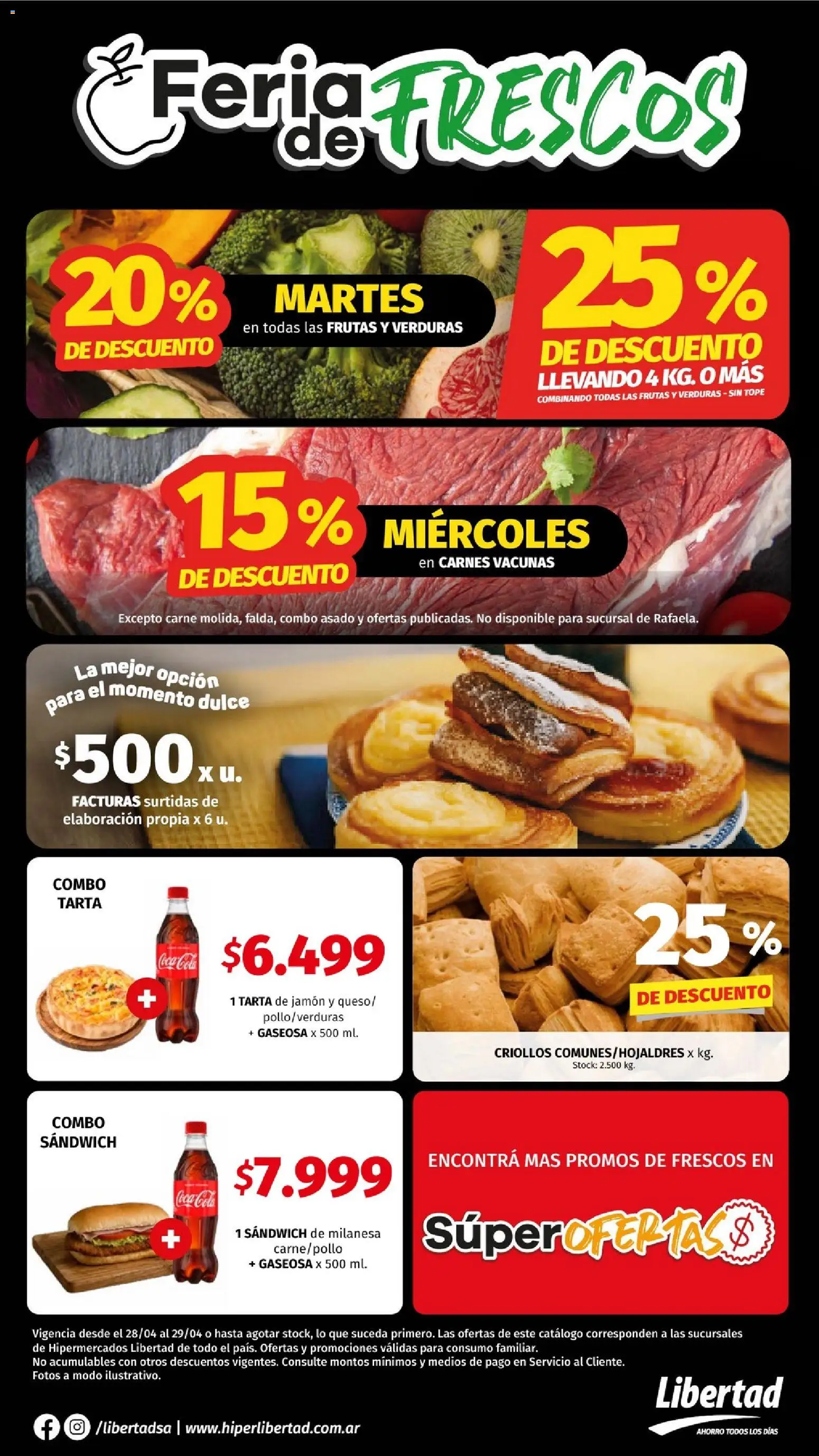 Hipermercado Libertad - Feria de Frescos  │ válido desde el 28.04.2026 | Página: 1 | Productos: Milanesa, Gaseosa, Jamón