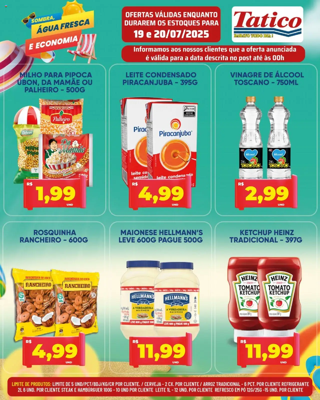 Tatico Folheto - válido de 19.07.2025 | Página: 3 | Produtos: Cerveja, Ketchup, Hambúrguer, Açúcar