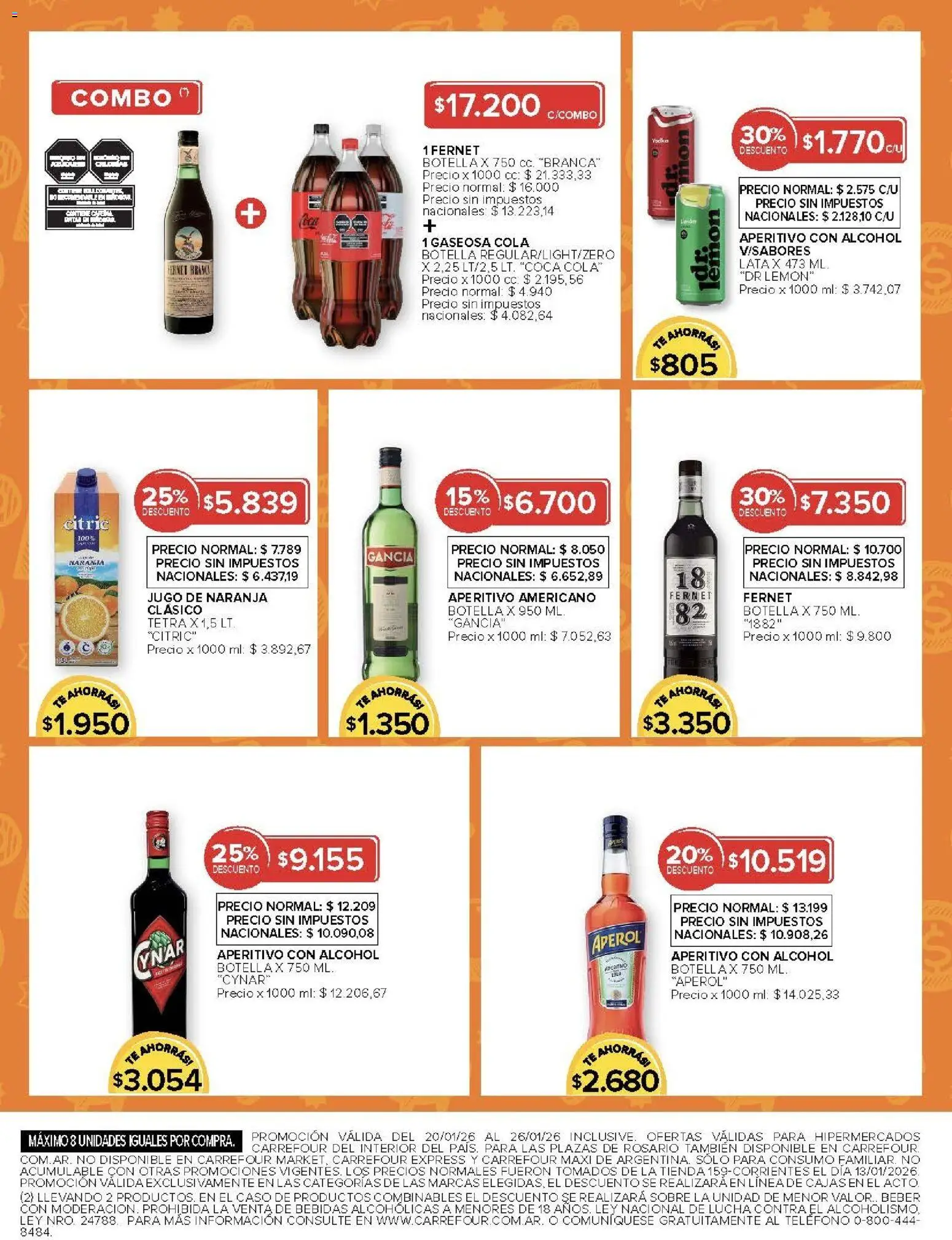 Carrefour ofertas │ válido desde el 20.01.2026 | Página: 51 | Productos: Teléfono, Sobre, Rosario, Jugo