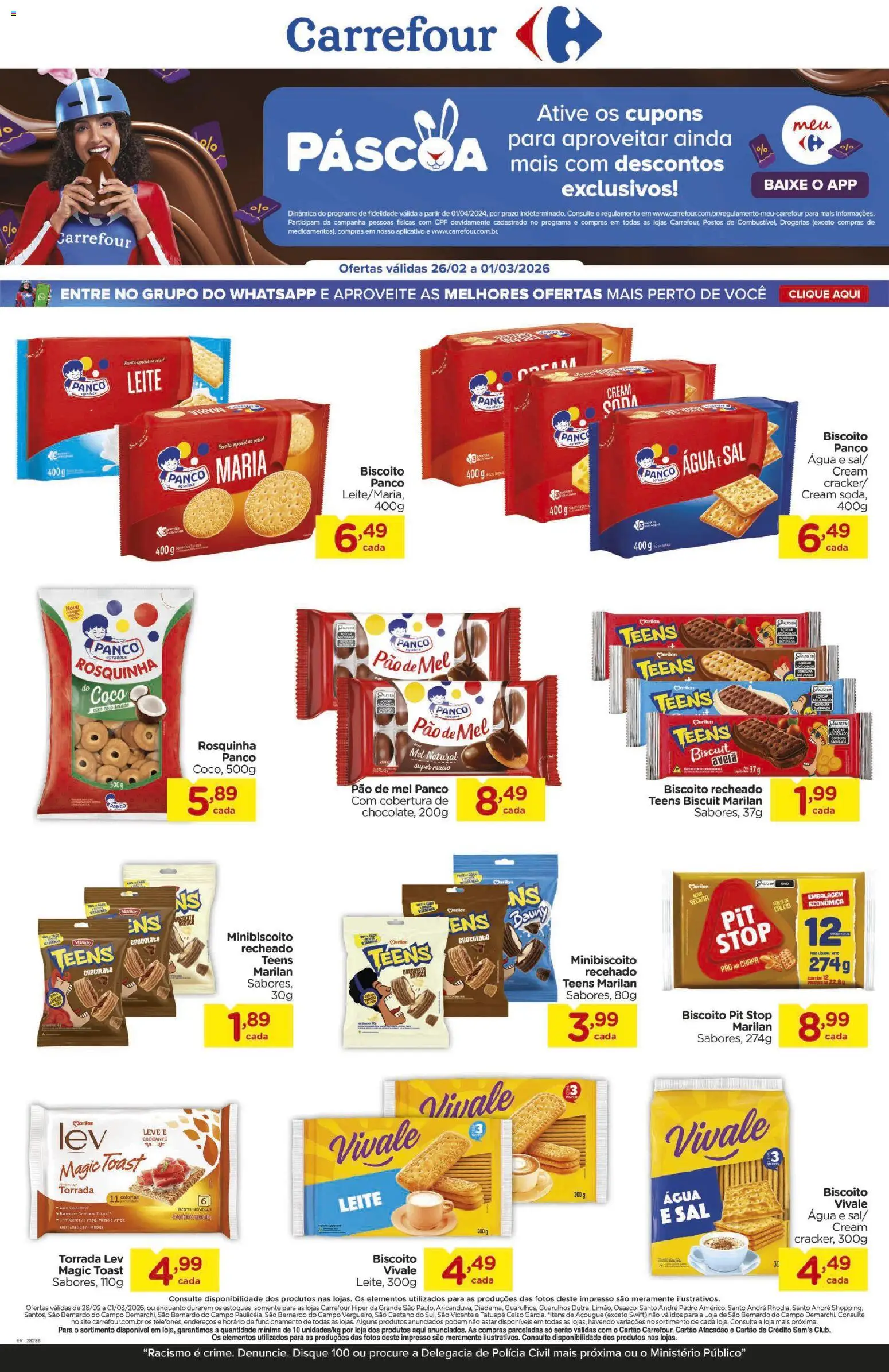 Carrefour Folheto - válido de 26.02.2026 | Página: 1 | Produtos: Leite, Pão, Chocolate, Mel